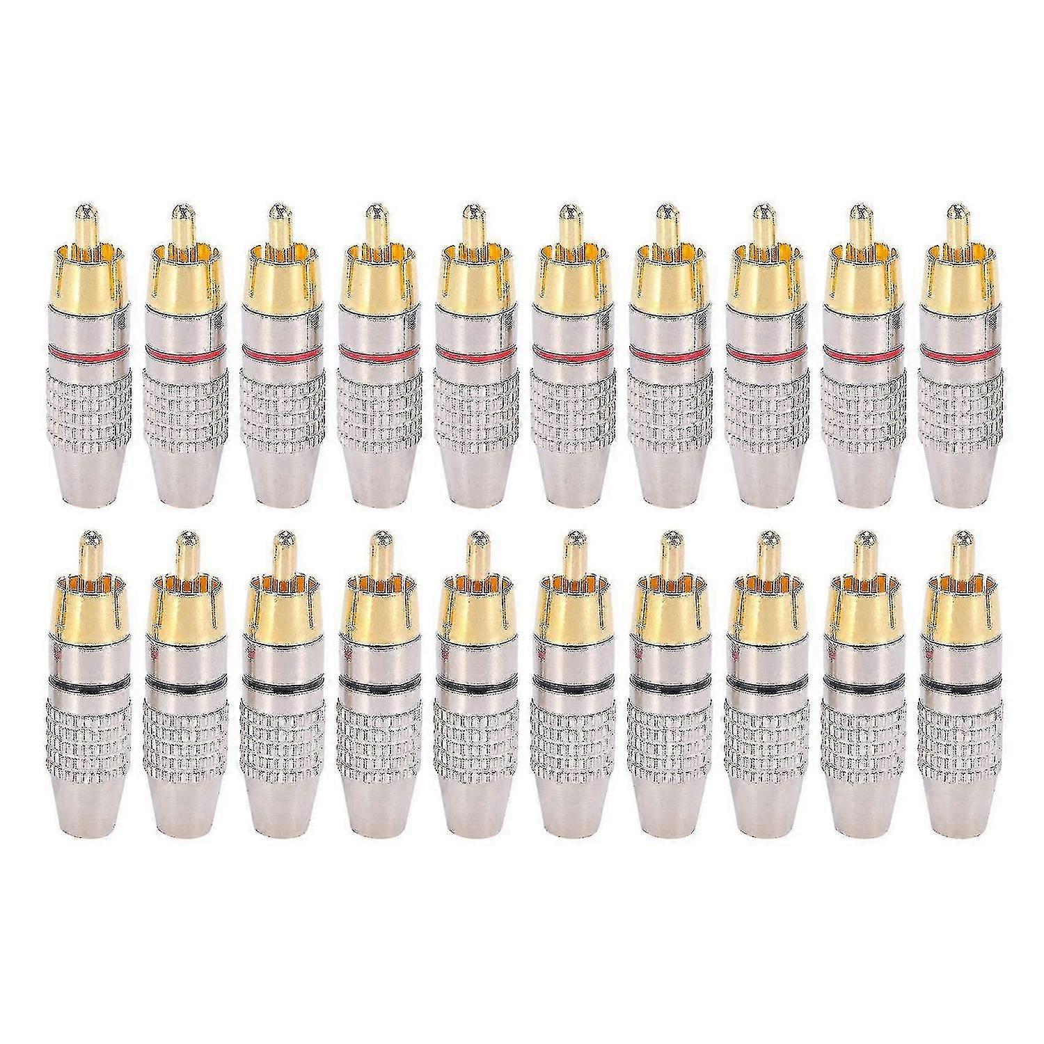 20 Pcs Rca Plug o Video Locking Cable Connector Gold Plated FT