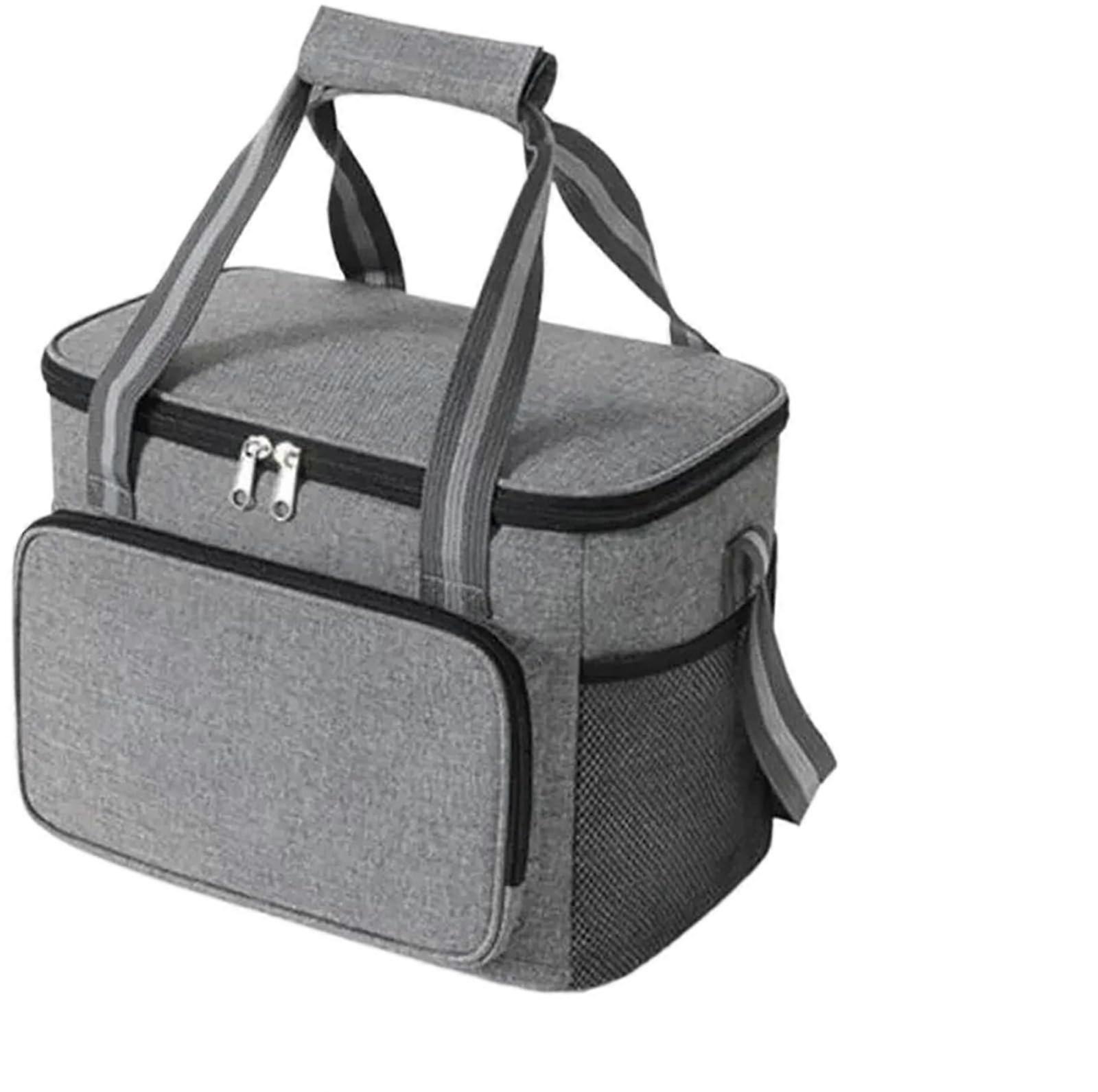 15L Foldable Thermal Bag for Picnics Small Portable Insulated Cooler Lunch Box (GREY 1PC) 31x19x23cm Grey 1pc