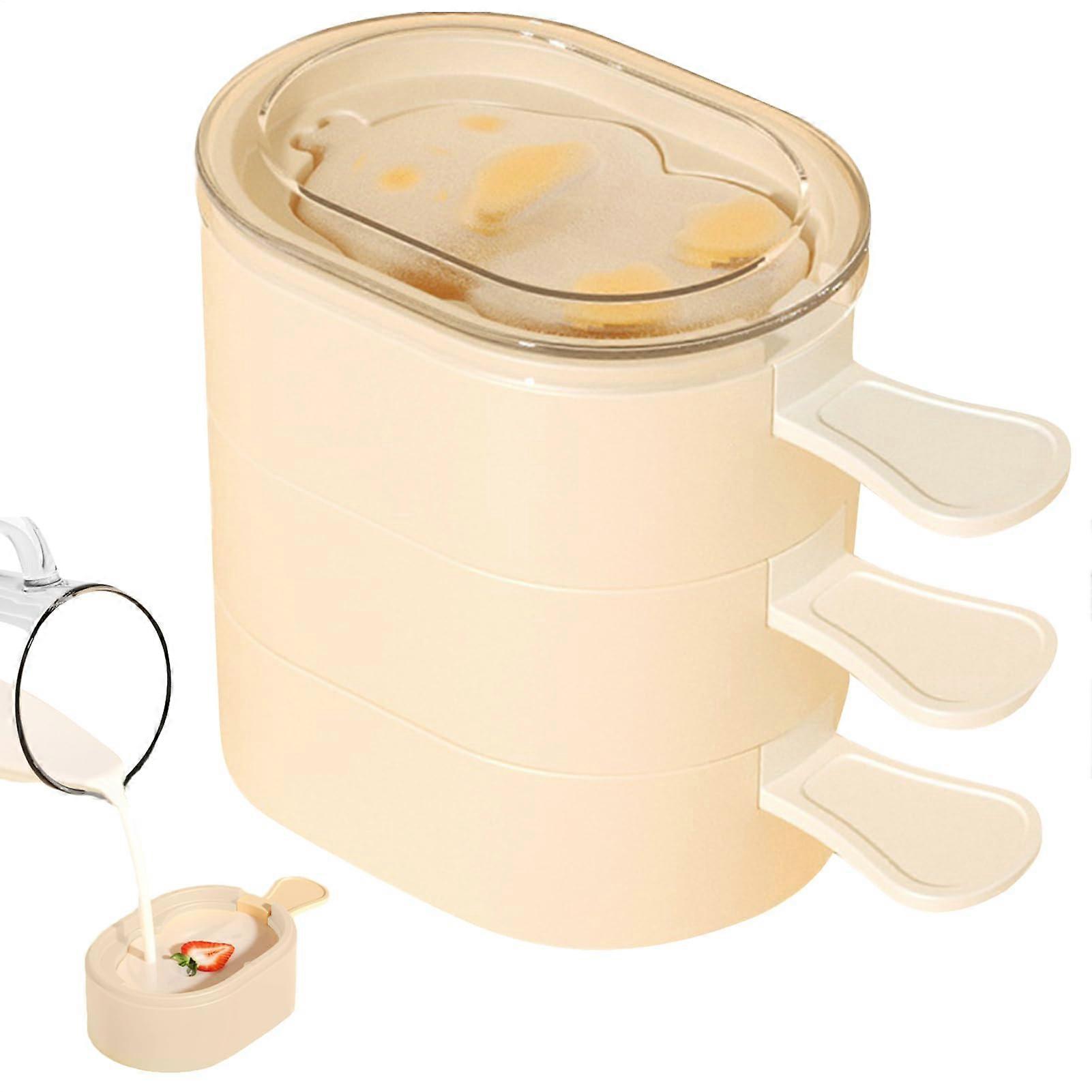 On-Stick Popsicle Molds For Kids, Three-Layer Lolly Forms, Homemade Dessert Kit, Easy Fill, White