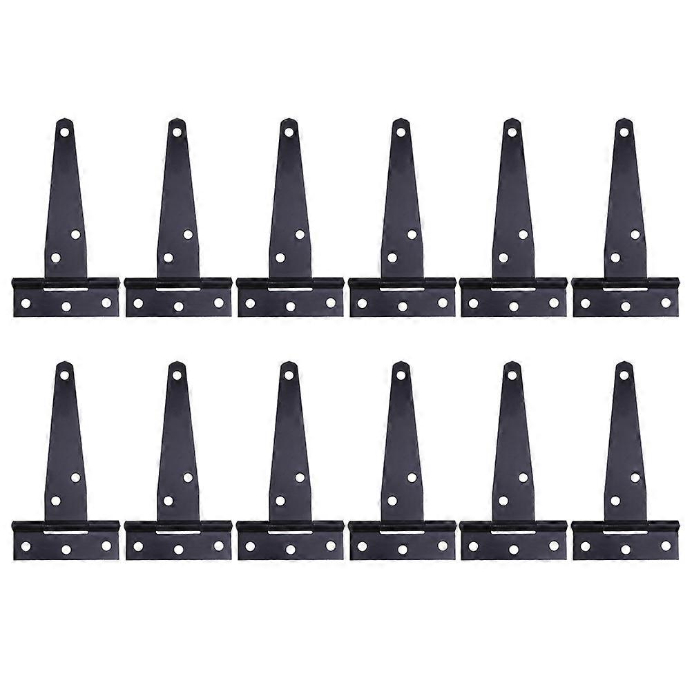 Gate Hardware 12Pcs 4Inches T Shaped Iron Shed Hinge Black Resistant For Lightweight Caravan Worktop or Table
