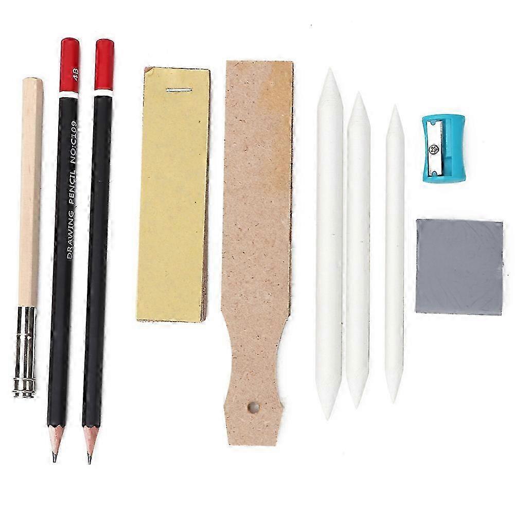 10 Pcs Sketch Tool Set with Professional Grade Charcoal Pencil Made from Soft and Delicate Material