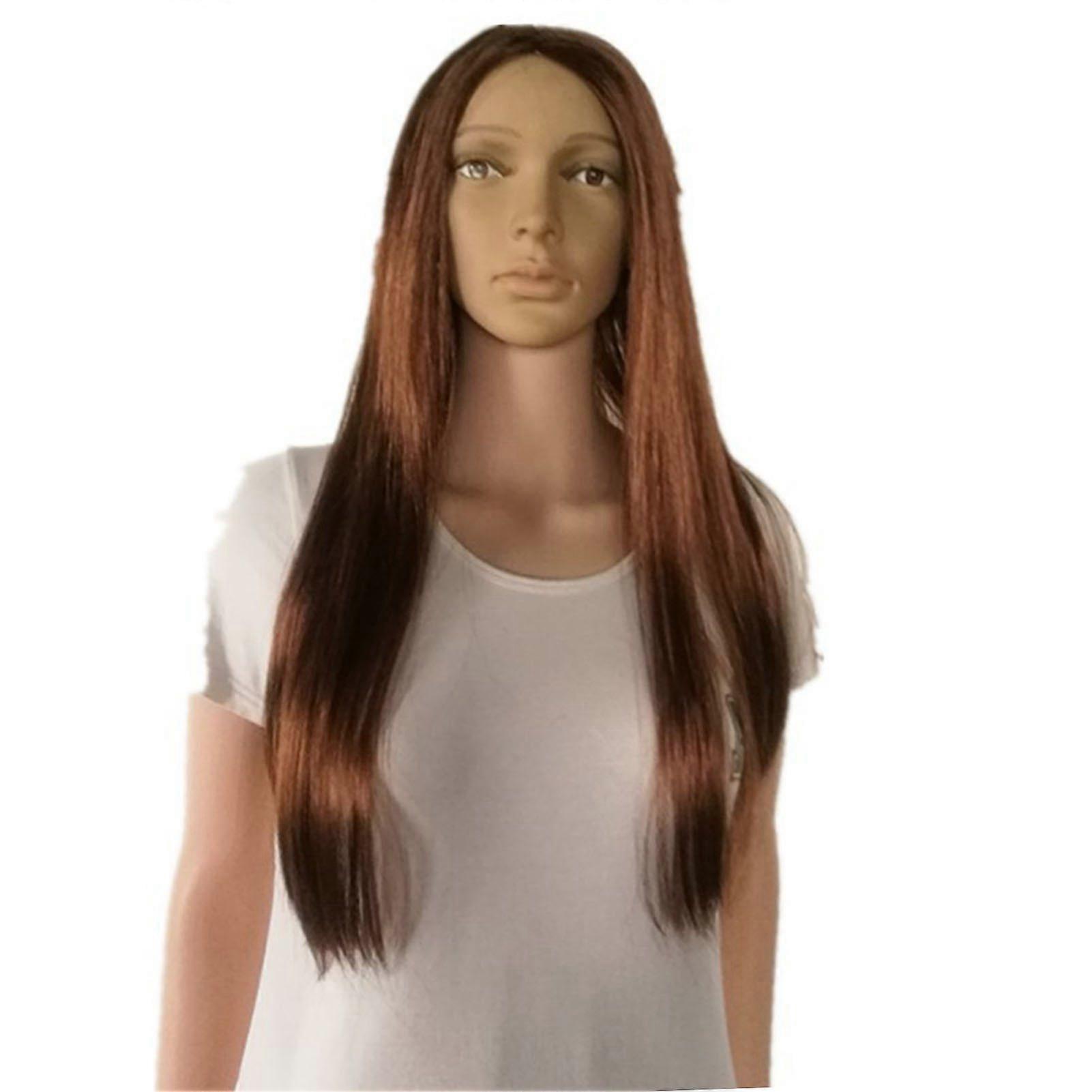 Peluca marrón de moda larga recta con parte media para Coplay