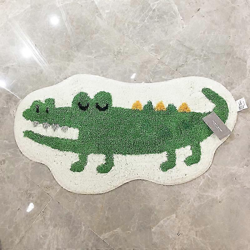 Grün Krokodilförmiger Teppich Niedliche Kunsttier Print Teppich Badematte