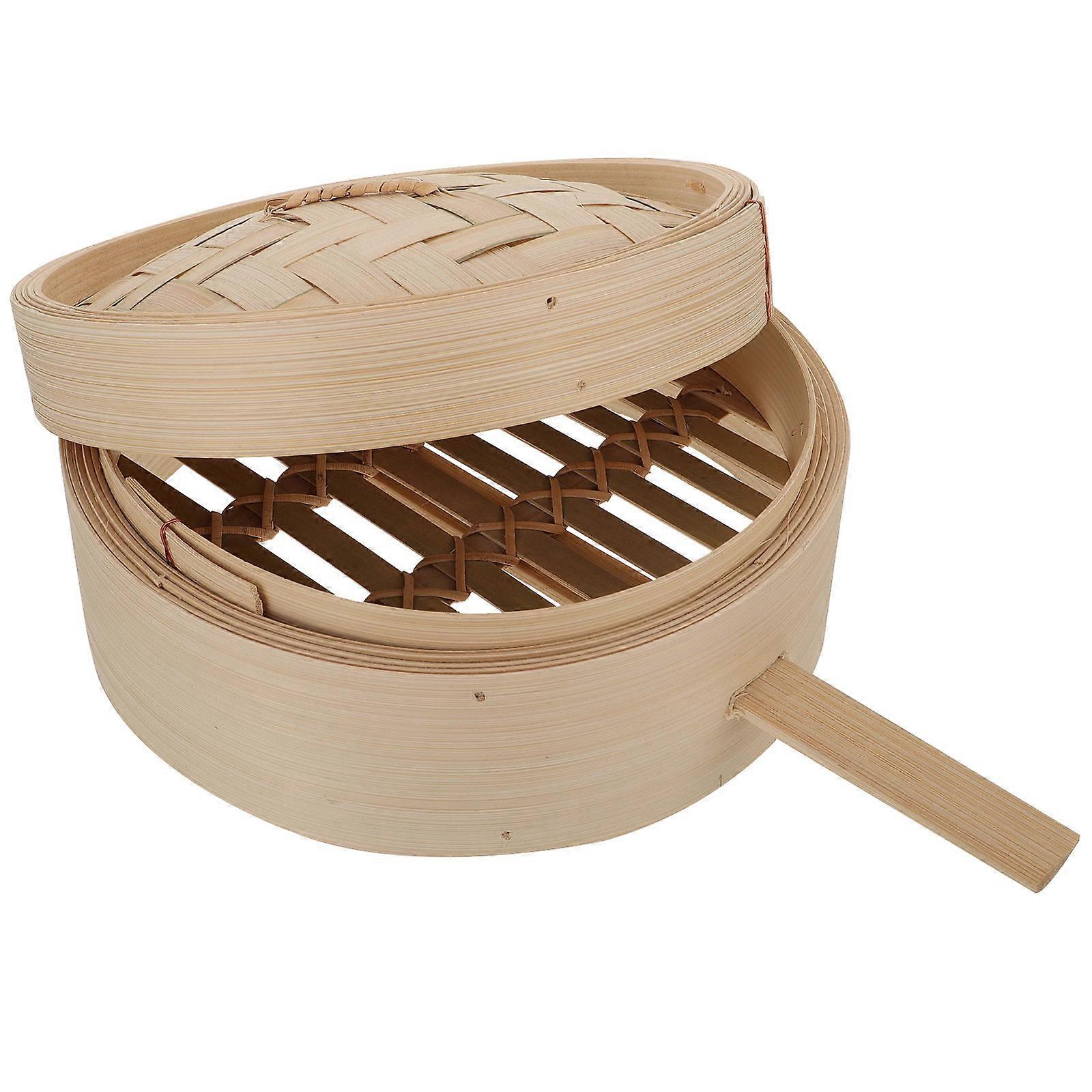 Bamboo Steamer Basket Steaming Box Kitchen Tool Round Shape Easy to Material 1Pack