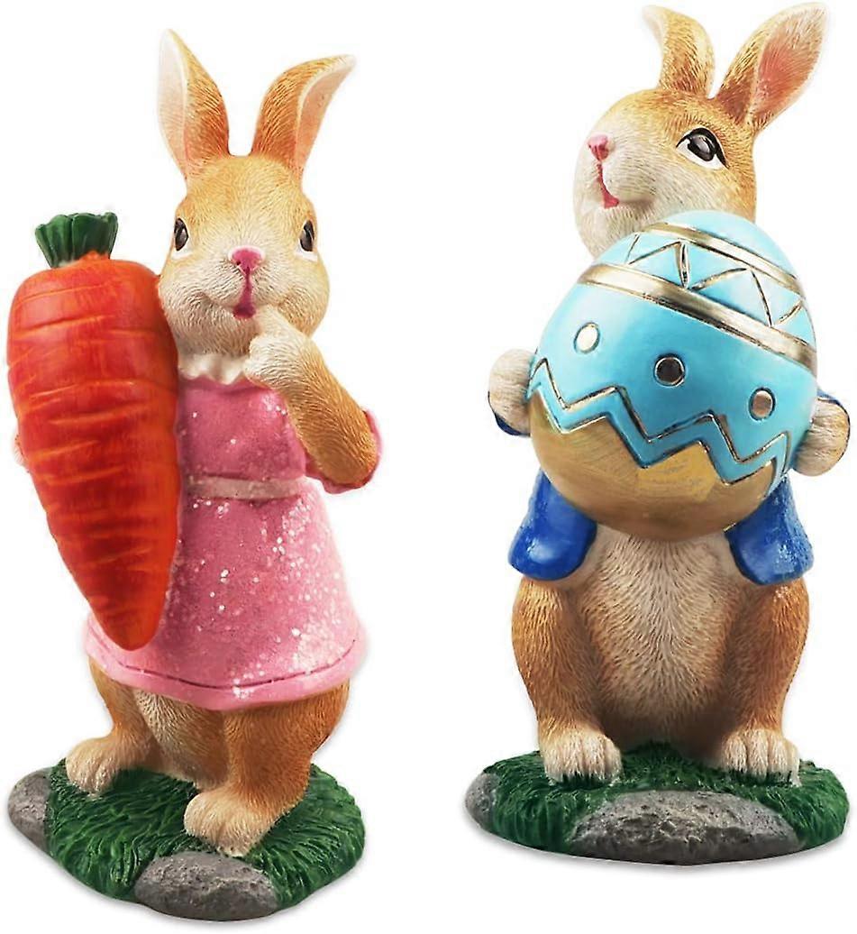 Pieces Easter Bunny Decorations Easter Rabbit Statues and Figurines with Carrot and Egg