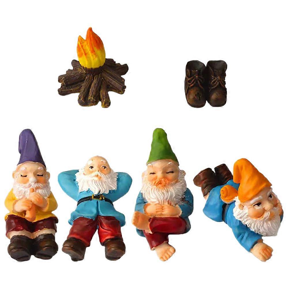 Handmade Garden Dwarfs Miniature Resin Figurines For Office Decoration Details Assorted Color 2×1.6×0.7in 1Set
