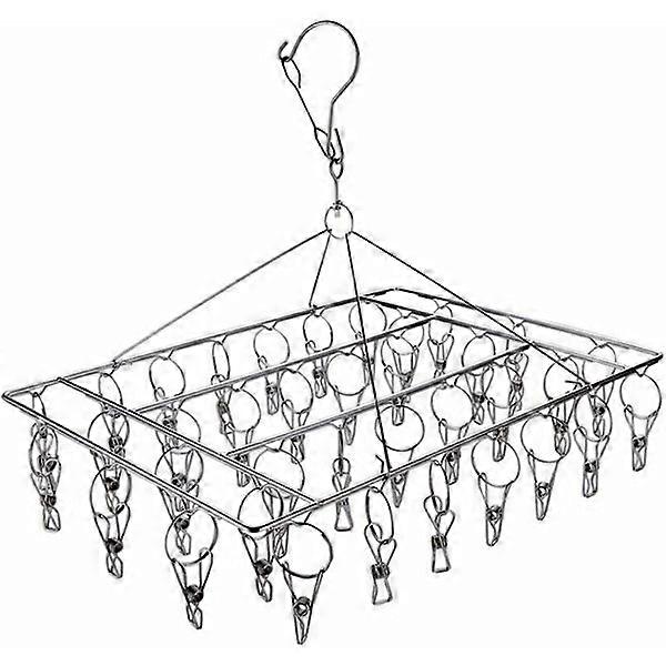 Hanging drying rack with 40 stainless steel clips.