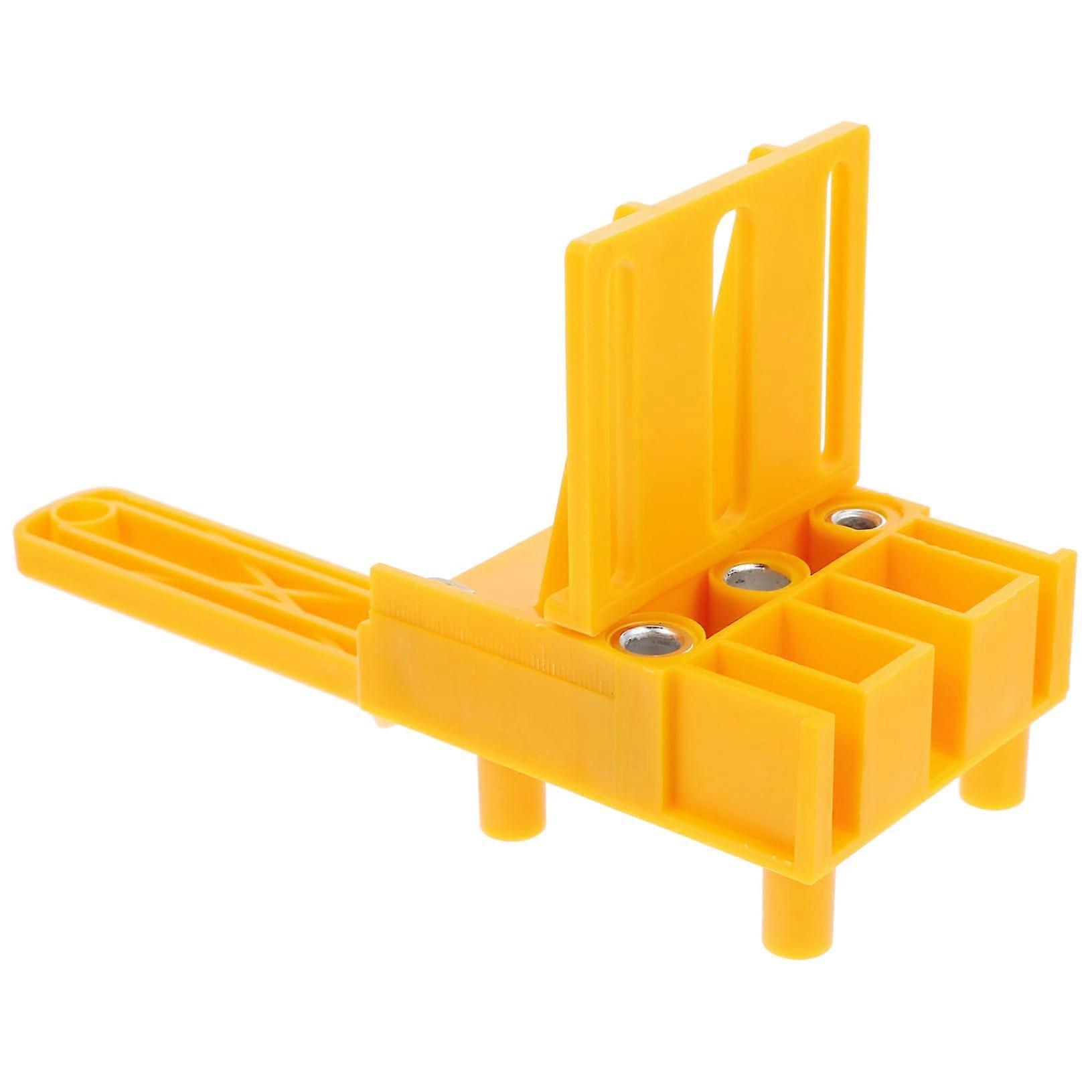 Hole Finder for Woodworking Dowel Kit, Adjustable Self-Centring Tool with Clamping Blocks, ABS Yellow for Straight Holes