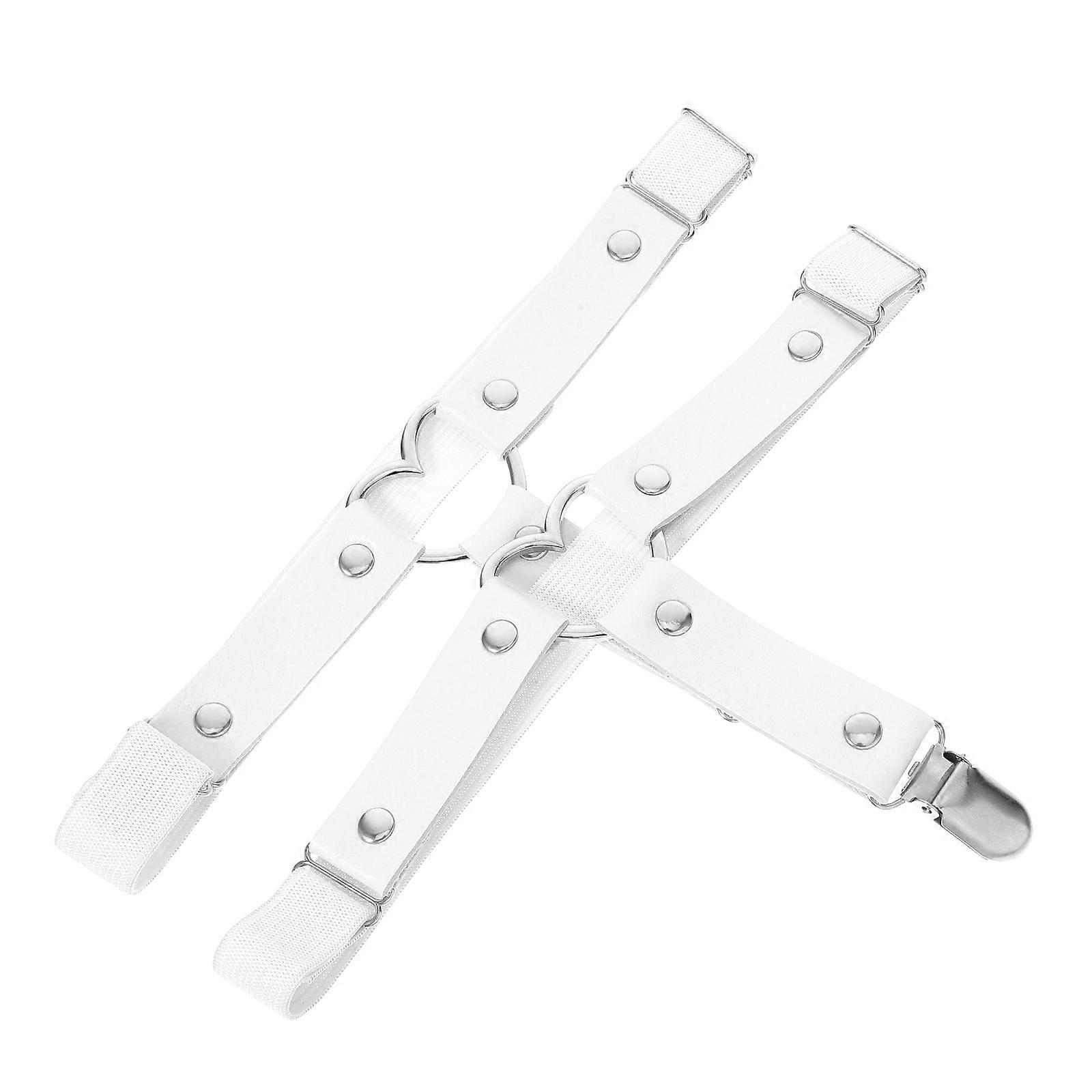 Valentines Present Garter Thigh Cuff For Punk Cosplay Show White 2Pack