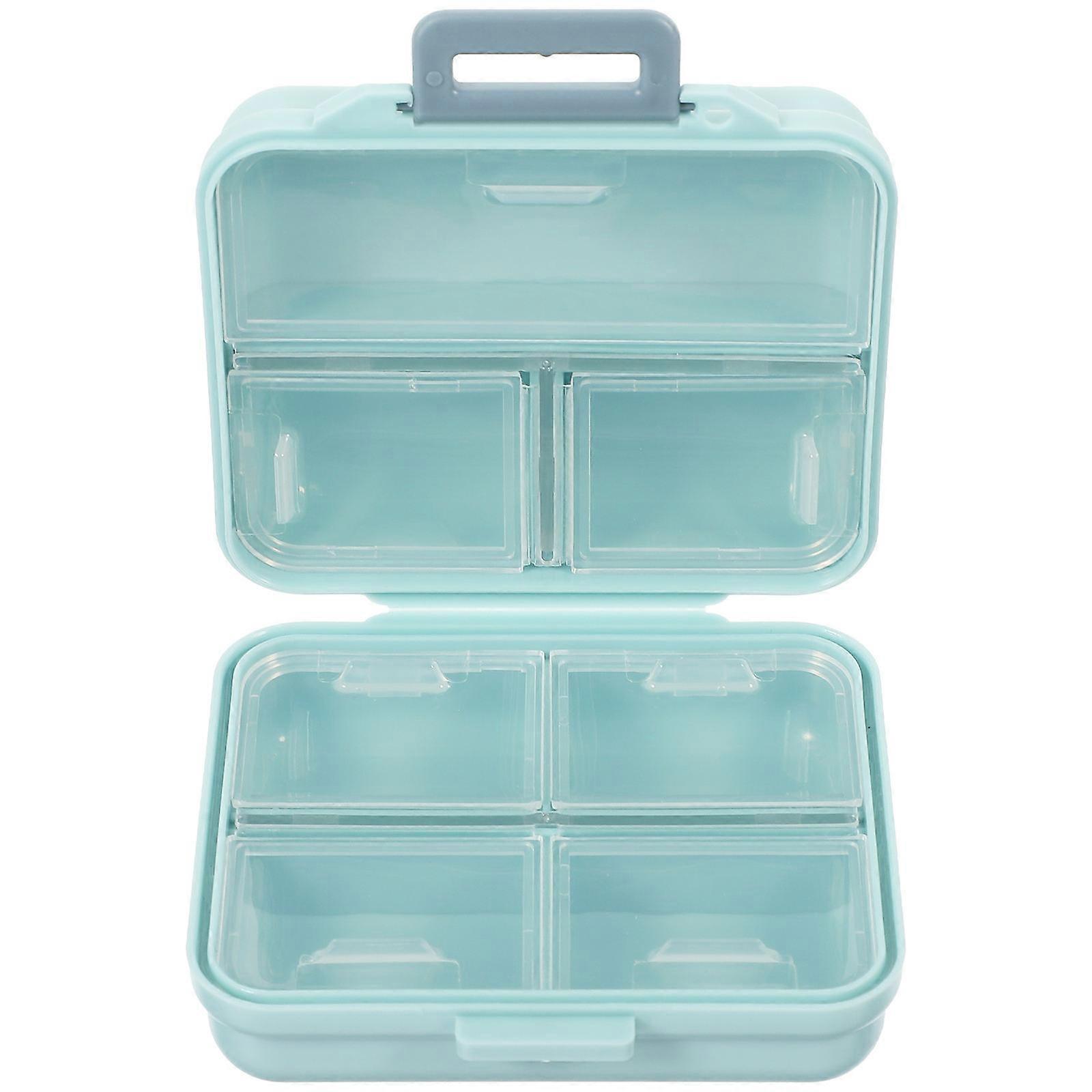 Blue Portable Storage Case with Handle Design for Use Plastic 7 Compartments