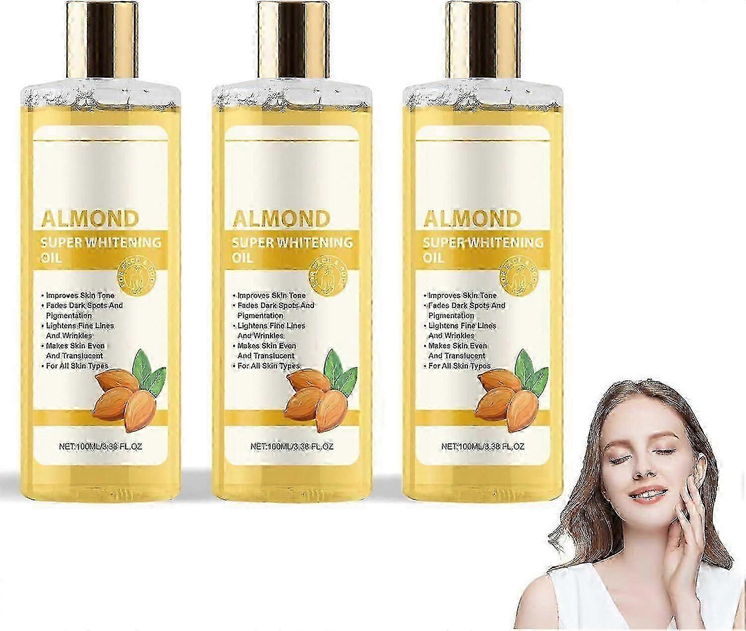 Huile super blanchissante aux amandes 7 jours, huile blanchissante pour la peau noire aux amandes, huile super blanchissante pour le corps, huile super blanchissante pour le corps, blanchiment de la peau foncée