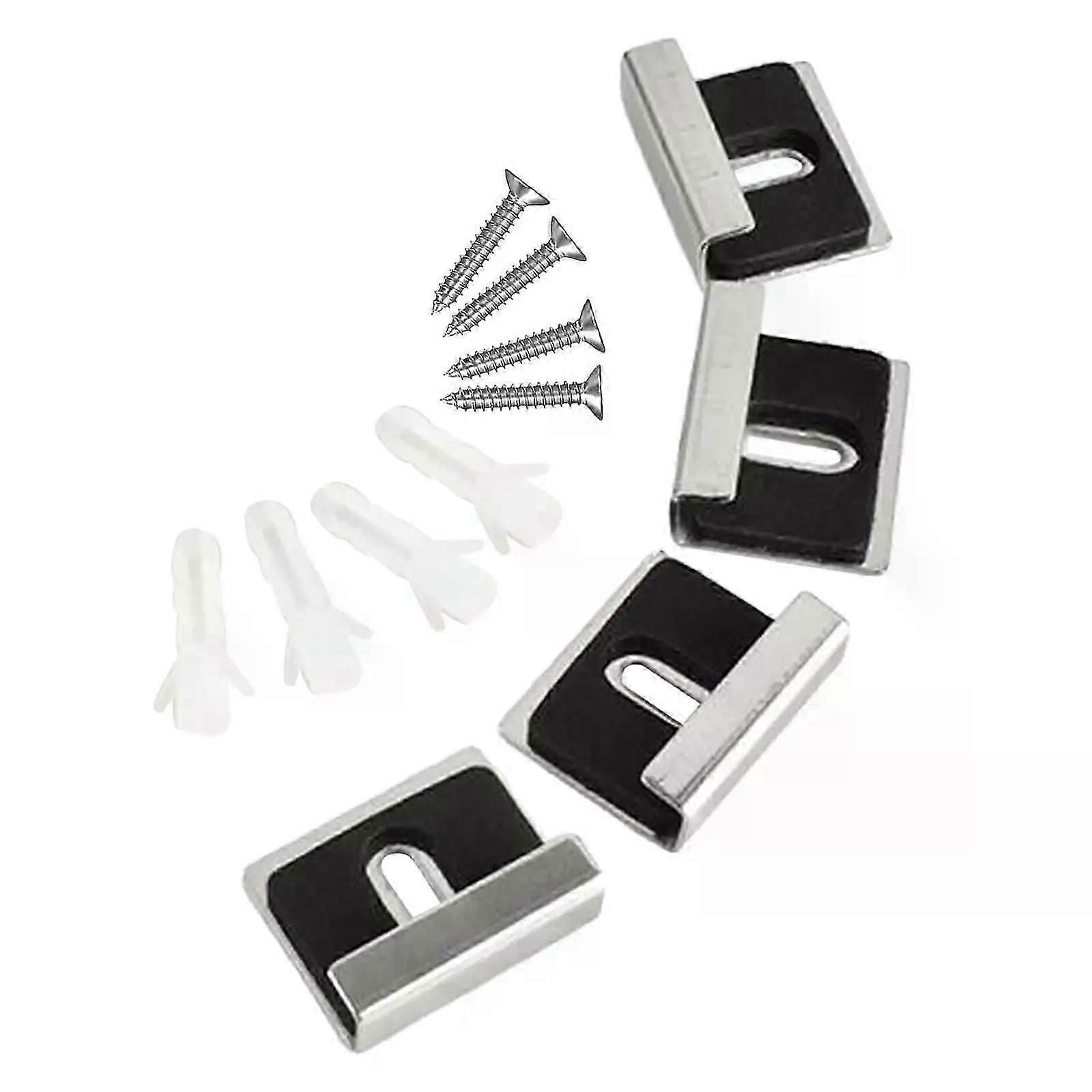 4 Pieces Metal Mirror Clips Wall Mounting Mirror Hanger Kits Multifunctional Mirror Fixing Clip with Screws Fit For  Wall Mounting