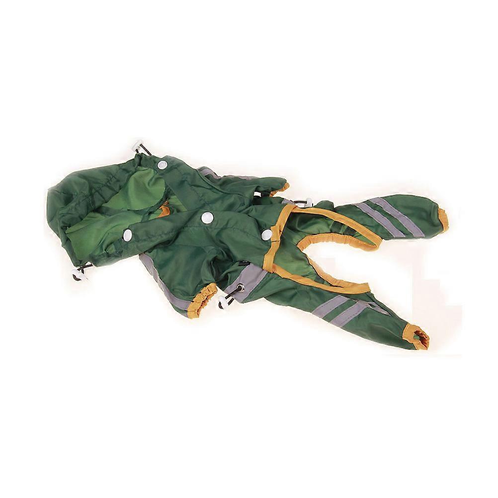 Dog Raincoat Waterproof Breathable Dark Green XXL Elastic Trim Tail Open Design for Rainy Weather 1Set