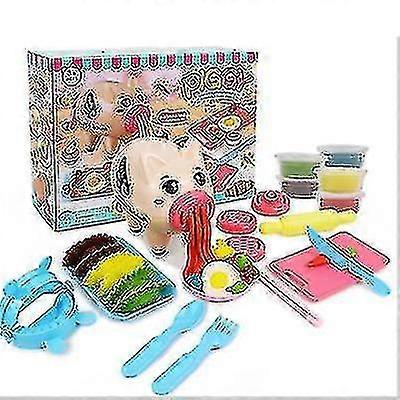 Qian Diy Cartoon Color Mud Pig Noodle Maker Color Mud Clay Set Play House Tableware Children's Toys 2025