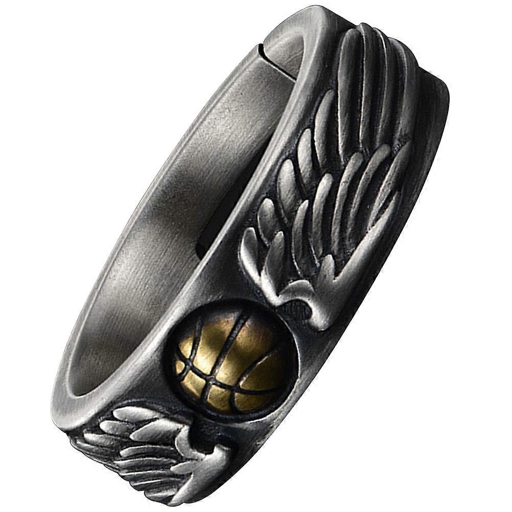 Metal Basketball Charm Ring for Men – Retro Wing Design, Lightweight & Sturdy Finger Jewelry for Everyday Wear and Parties, Eye Catching Accessory