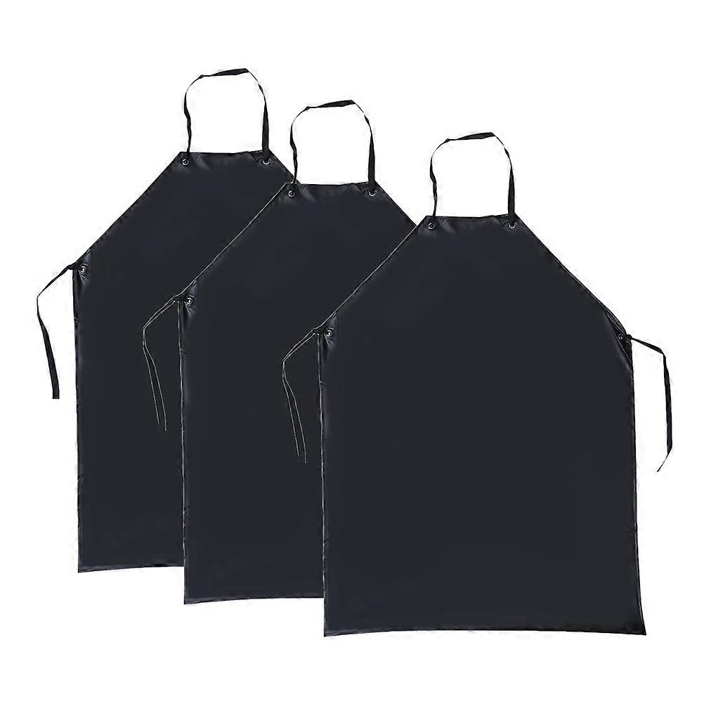 3PCS Waterproof Grease Proof Kitchen Apron Acid and Alkali Resistant Multi purpose PVC Apron for Home and Restaurant Use Black