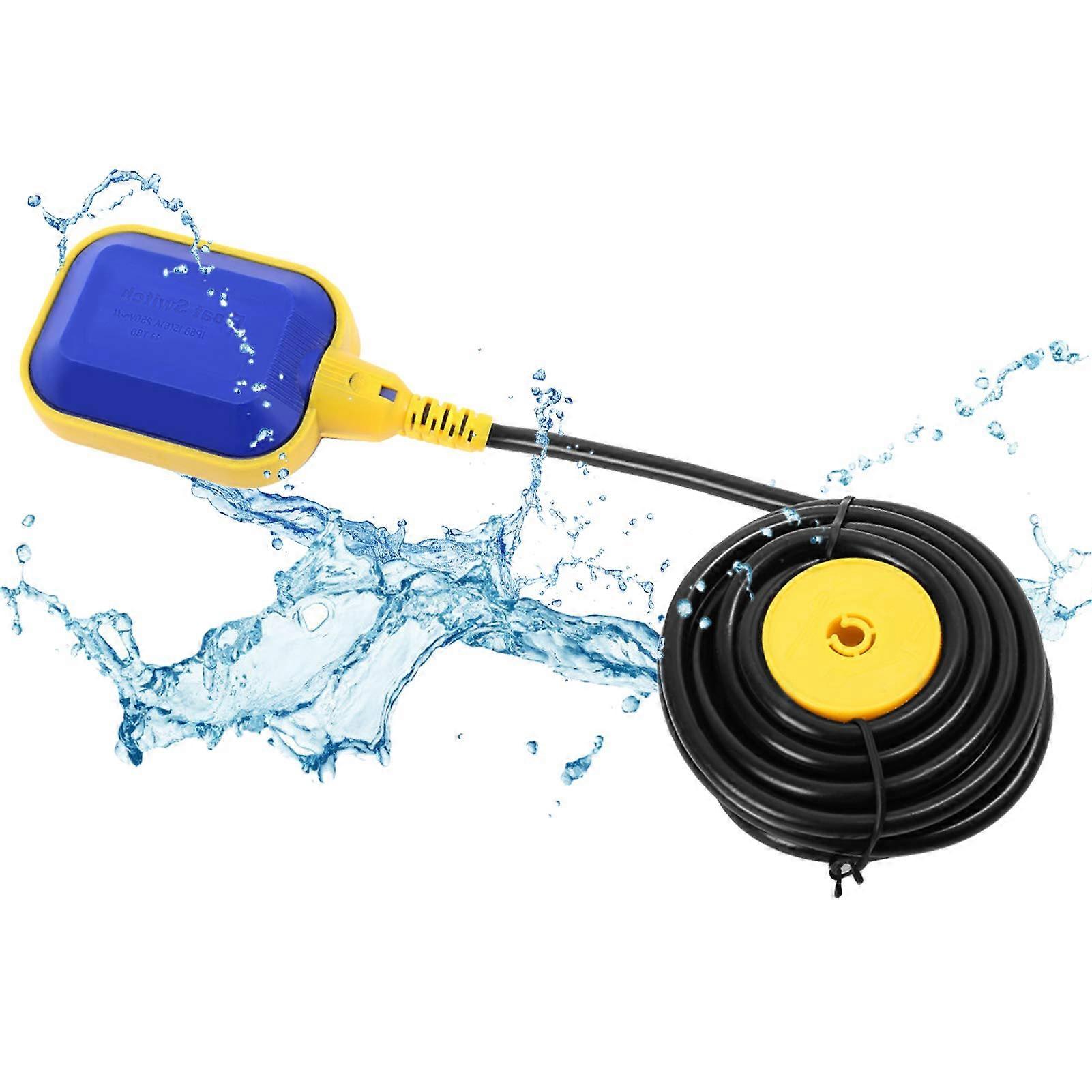 Float Switch with 10 m Cable, 250 V 15 A, for Water Tank, Pumps
