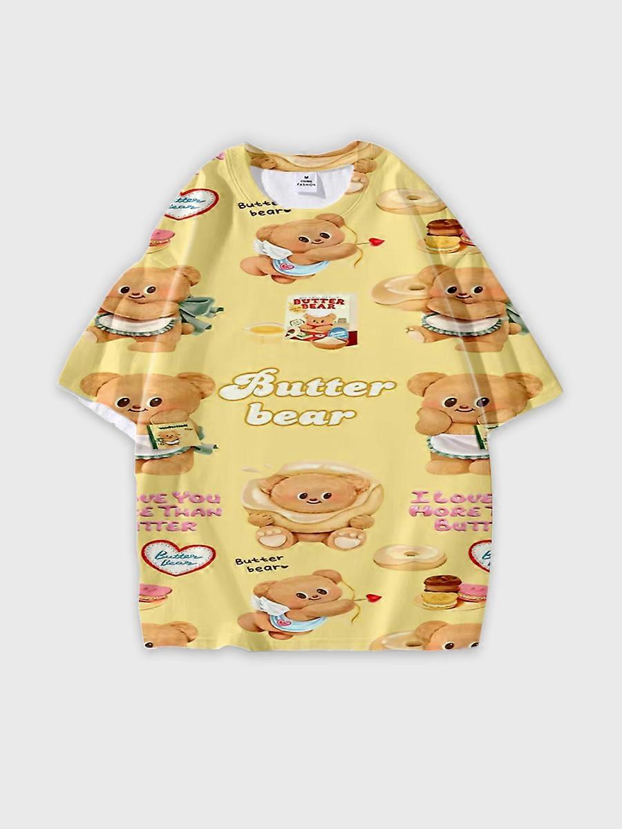 T-shirt round neck Pattern loose short sleeve B547