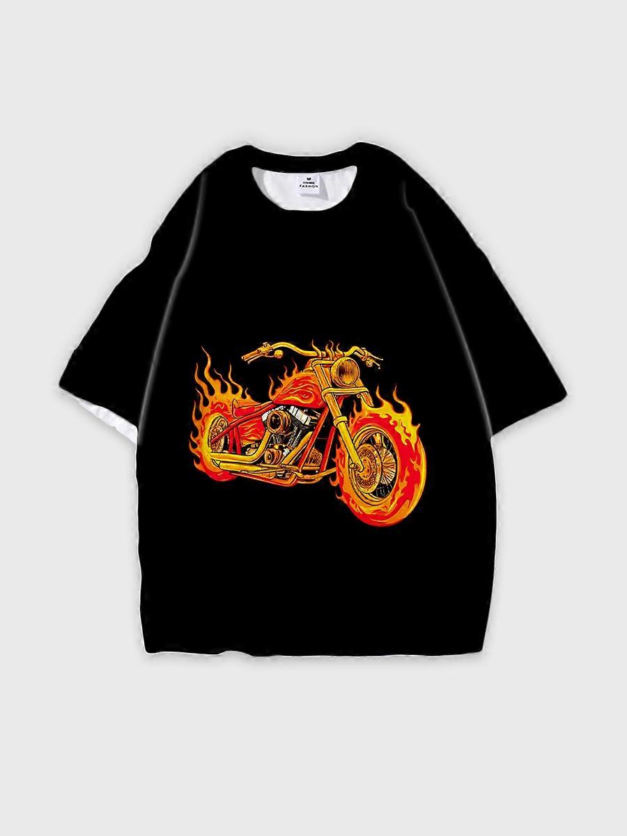 T-shirt round neck Pattern loose short sleeve E398