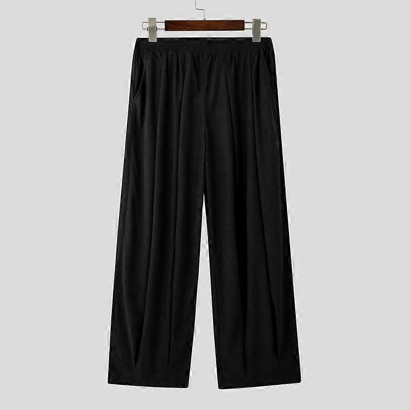 INCERUN Men Elastic Waist Corduroy Casual Solid Color Drop-crotch Pants Lantern Trousers