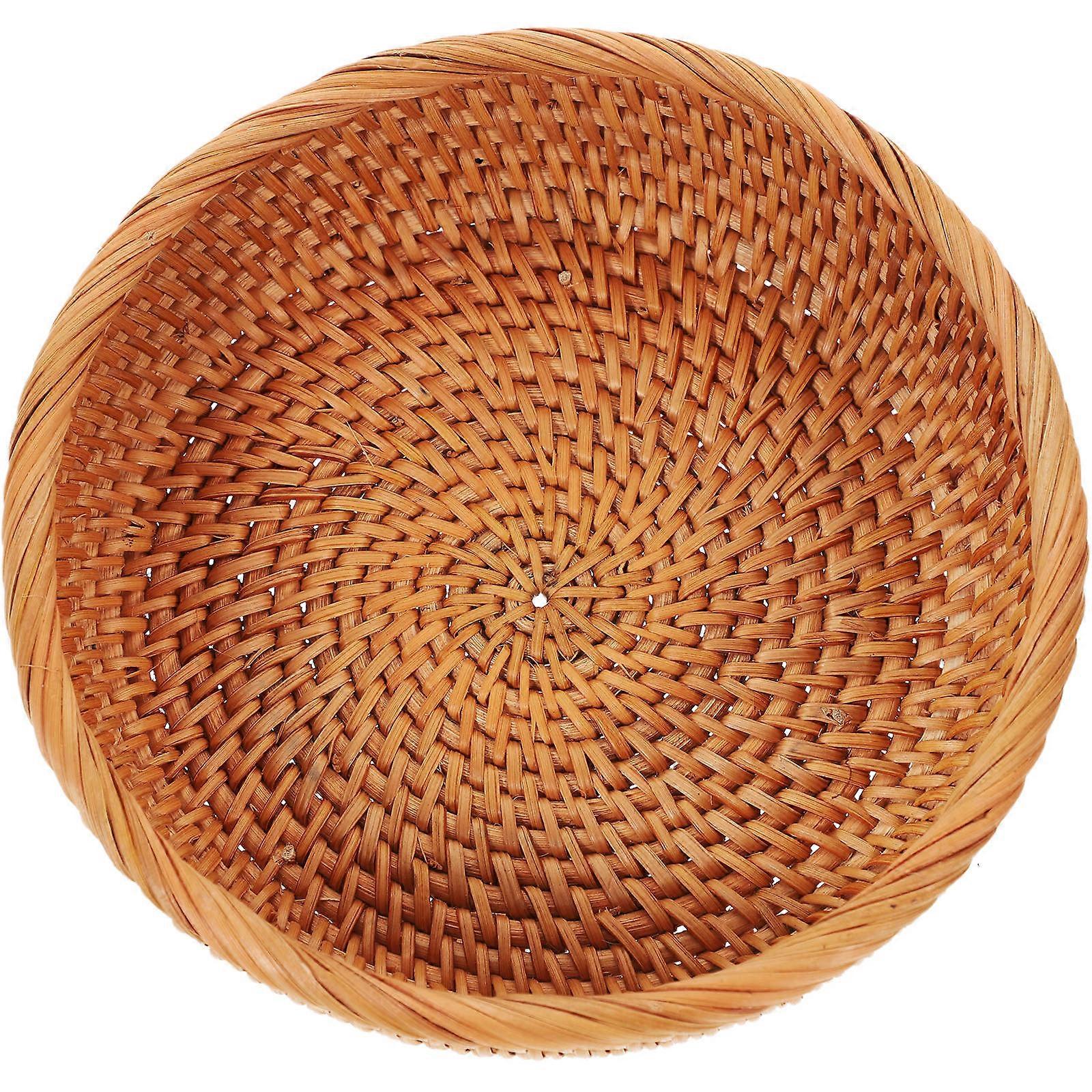 Vegetable Fruit Basket Rattan Round Storage Daily Use 7.86x7.86x2.75 In 1Pack