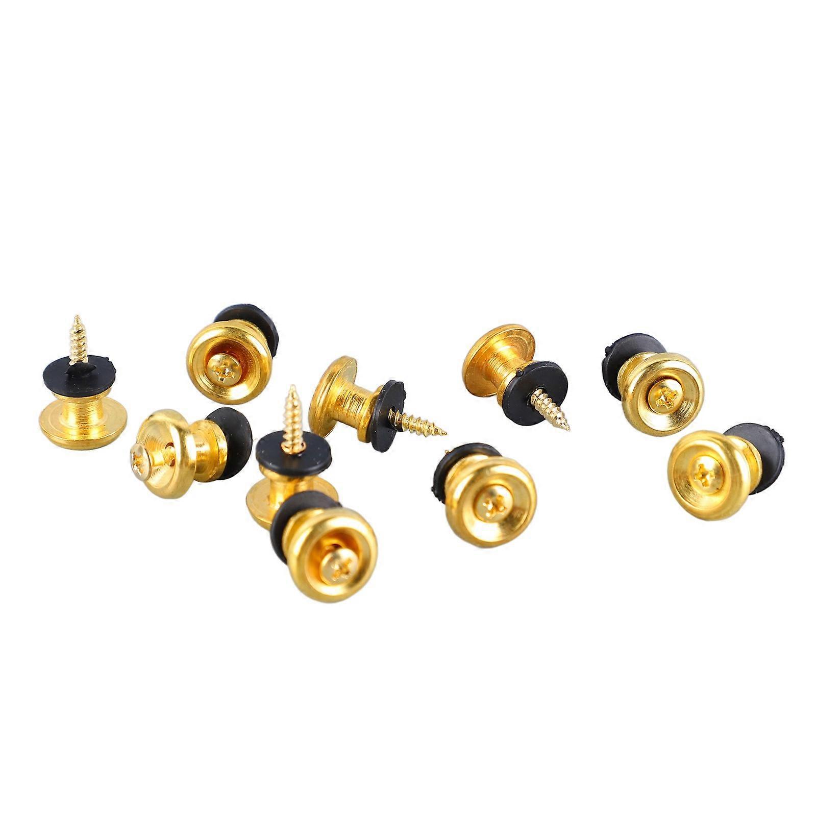 10 Pcs Guitar Strap Lock Button Mushroom Style Adjustable Universal Strap Lock Pin for Ukulele Bass Gold