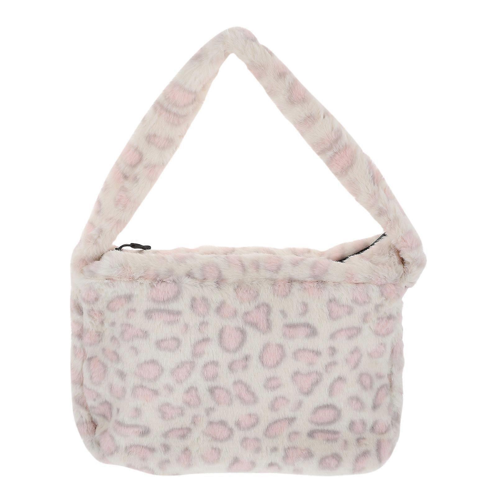 Fashion Woman Armpit Bag Made of Plush Material White Color for Storage Lightweight and Portable Mini Bag