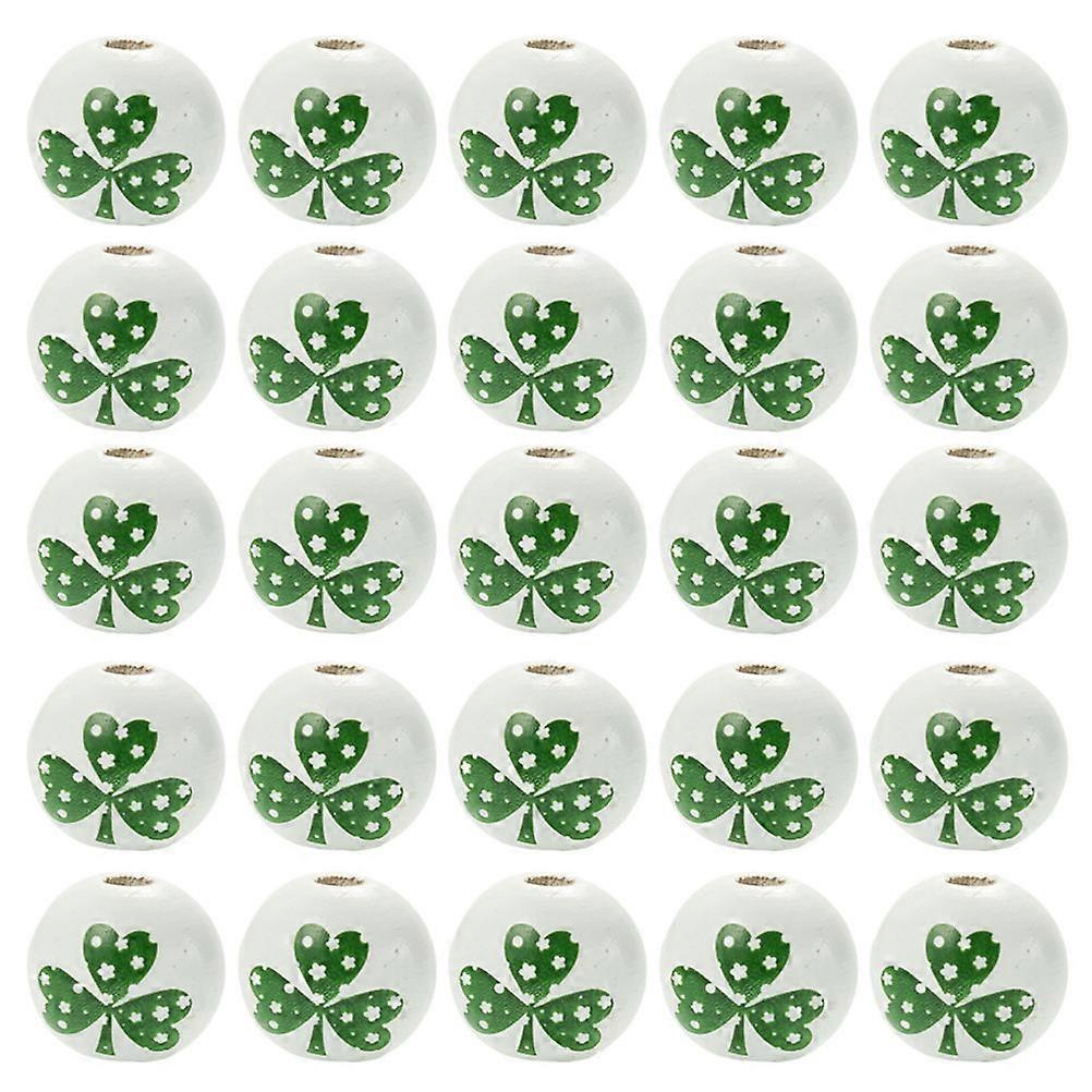 100 Pieces Adorable Pattern Wooden Beads for DIY Crafts Green Color Safe and Durable