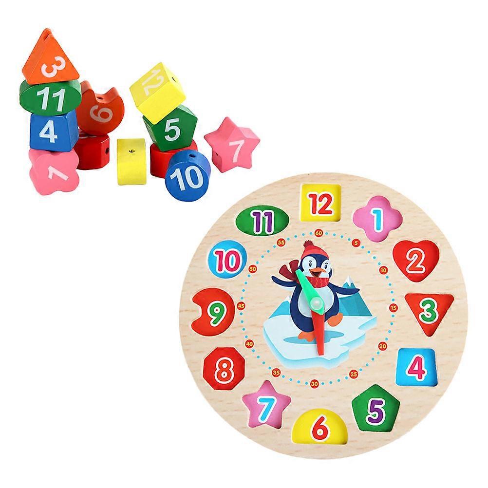 Wooden Clock Toy for Kids Use Encouraging Thinking Abilities and Color Recognition