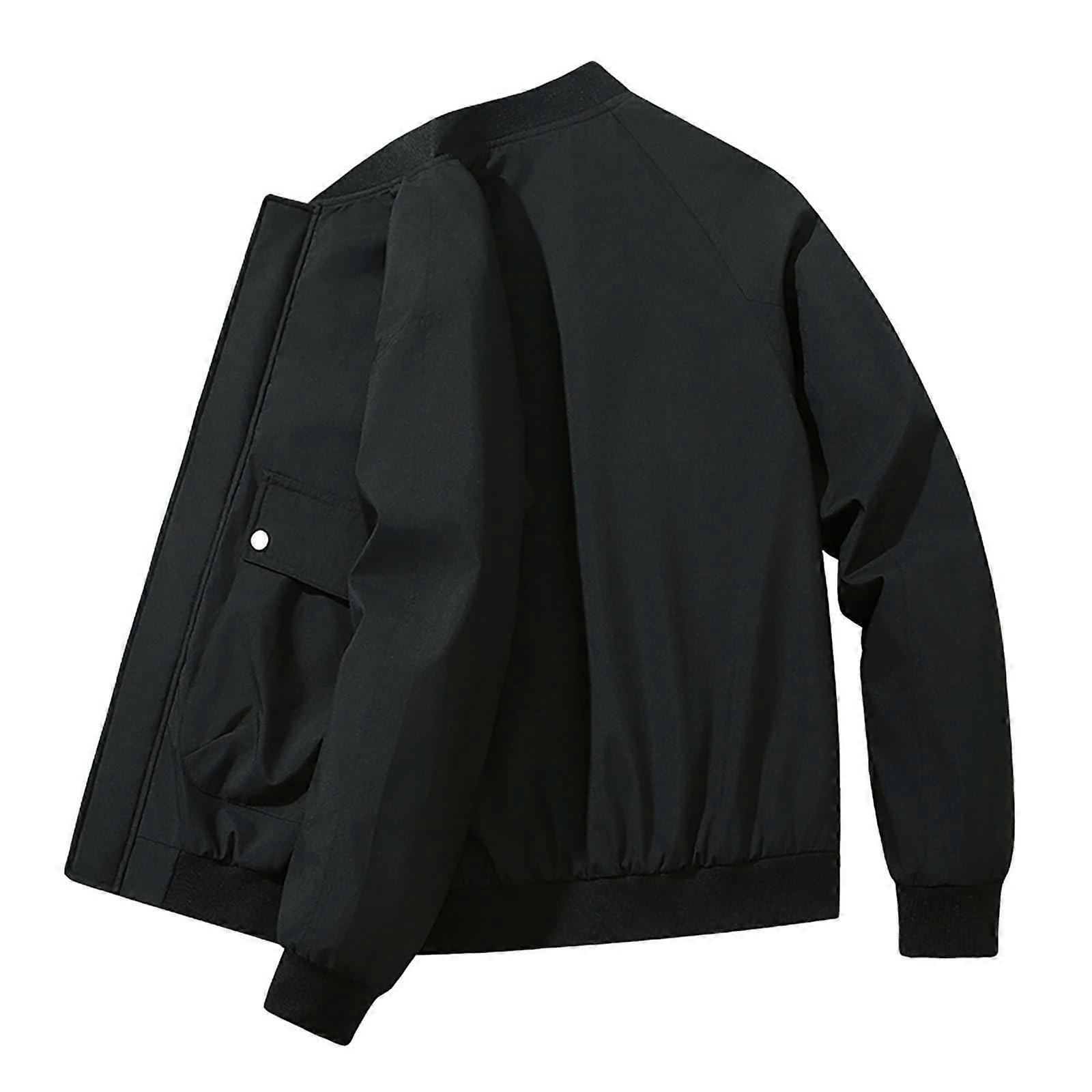 Cardigan Men's Colour Block Work Jacket StandUp Collar Transition Jacket black L