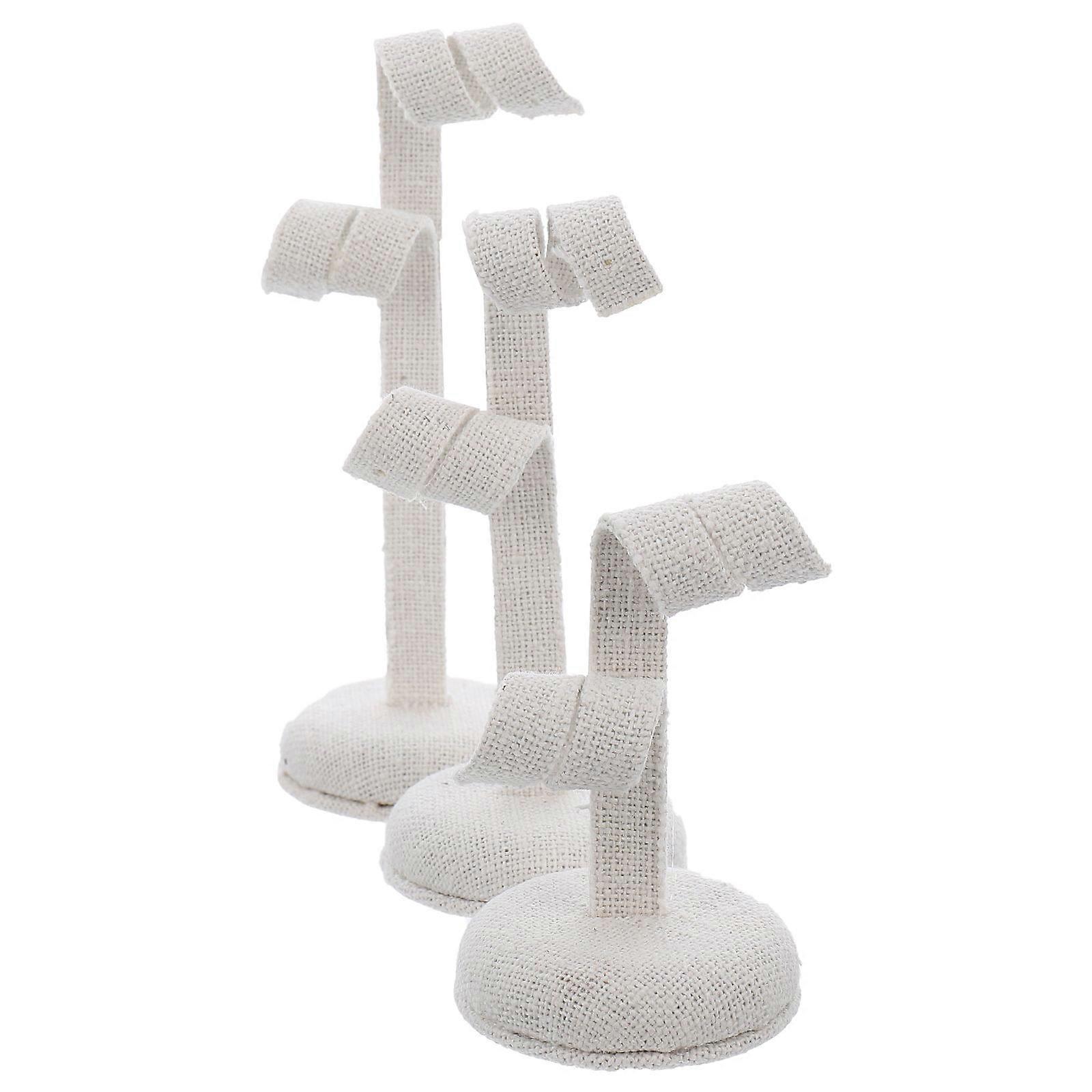 White Vertical Jewelry Display Rack for Storage with Linen Iron Material and Tshaped Design 3 Pieces