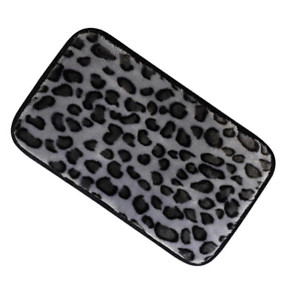 Rectangle Plush Car Armrest Cover Leopard Print Designed For Drivers Enhancing Car Interior Decoration With Protective Function 1Pack