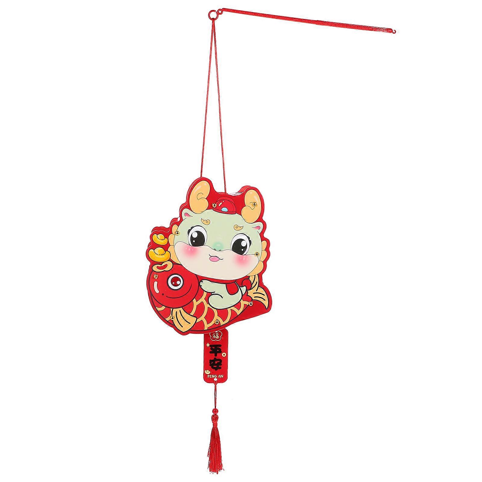 Dragon Lantern Kit for Kids Playing Red Plastic DIY Festive Handheld Ornament 1 Set