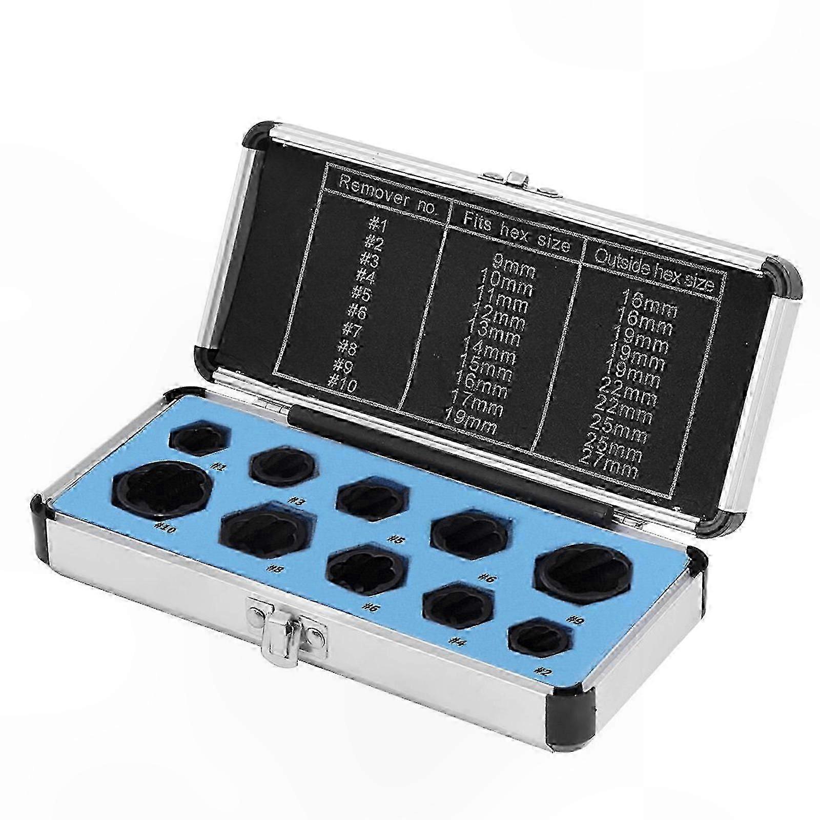 10Pcs Bolt and Nut Removal Tool Set, 9-19mm Extractor Sockets, Multi-Size Locking Socket Kit for Driving and Impact Use