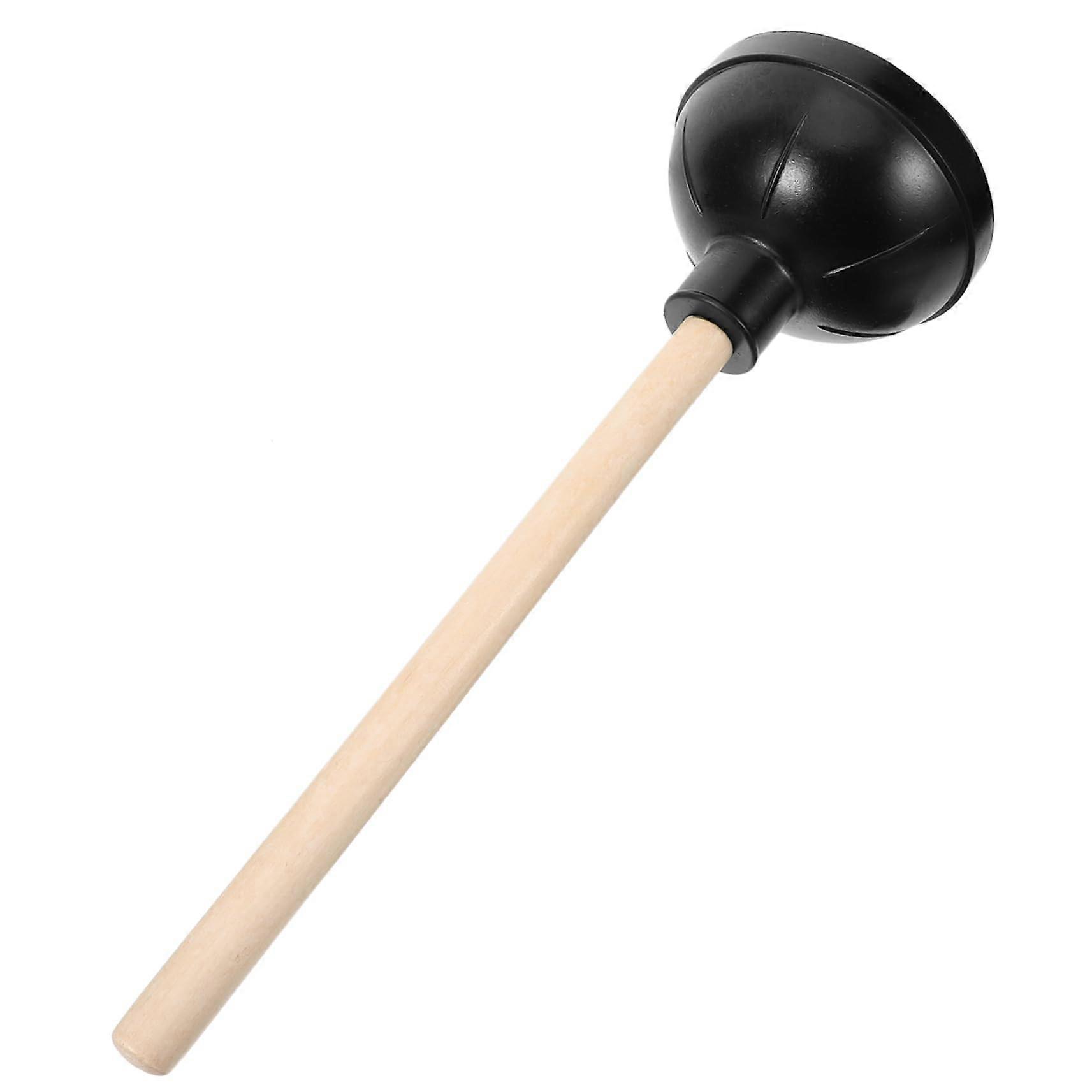 Toilet plunger with wooden handle, rubber suction cup, reinforced tool