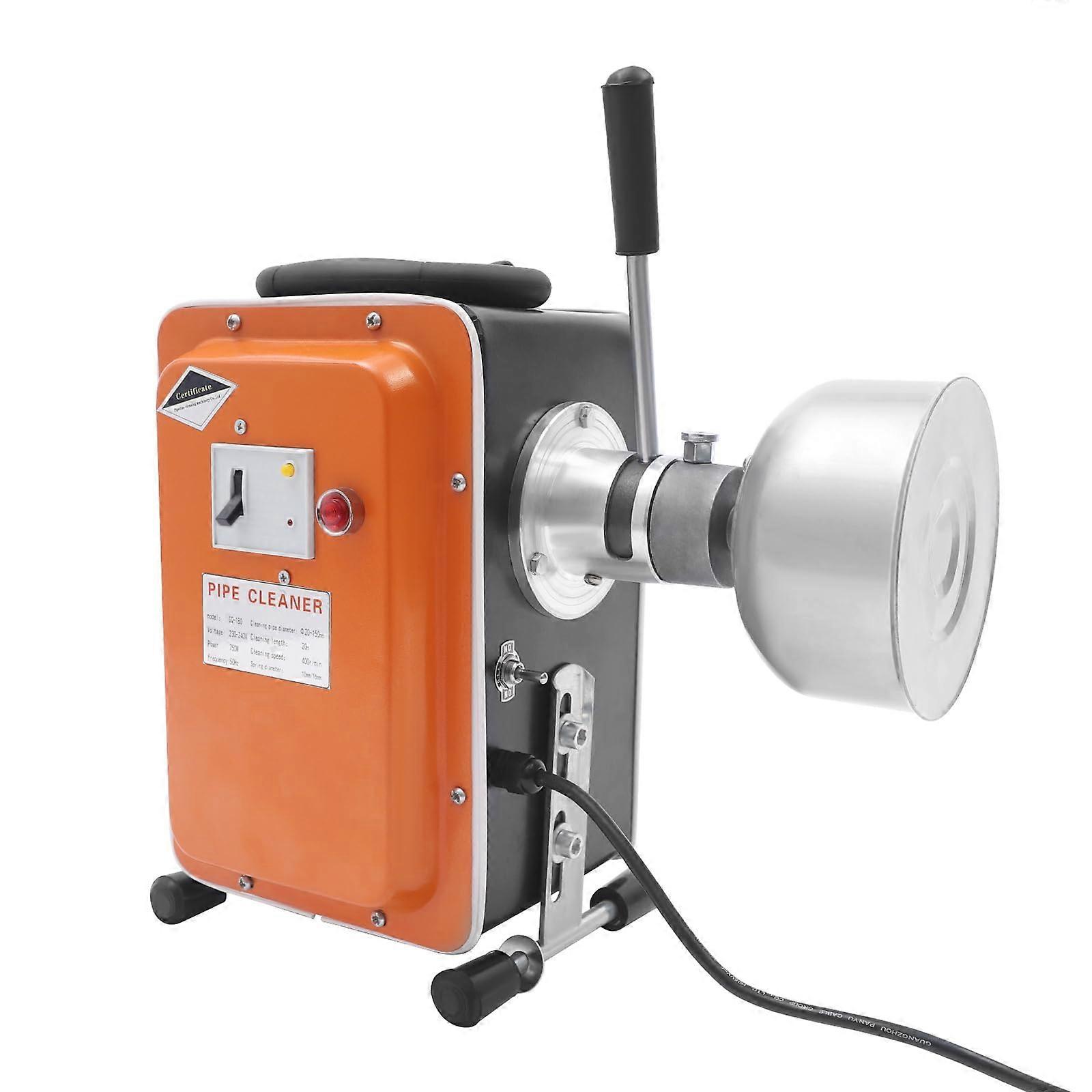 Electric Pipe Cleaning Machine 750W, 20m Drain Cleaner with 16m Spiral for 20-150mm Pipe Lines, 400r/min Performance
