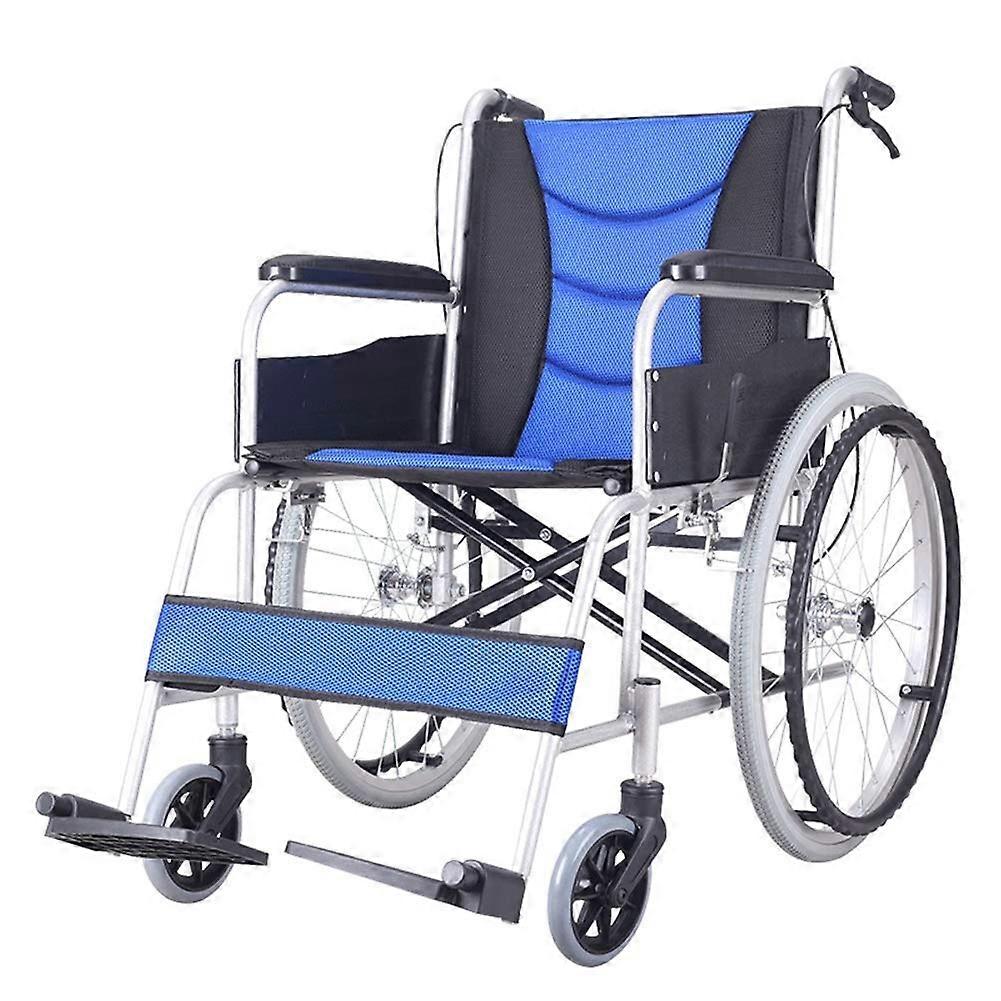 Folding Wheelchair with Front and Rear Handbrakes, Portable Lightweight Mobility Scooter for Seniors and Elderly