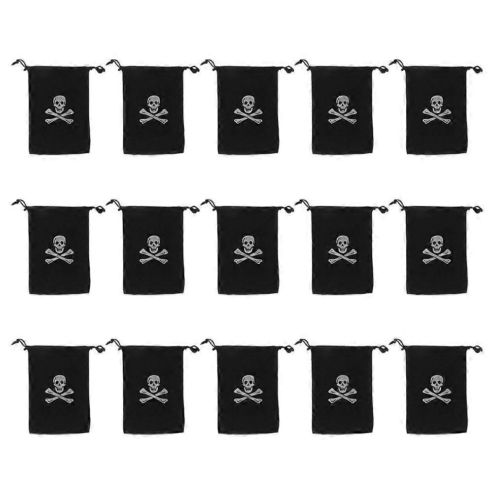 Black Polyester Candy Pouch 15Pack Halloween Gift Bags With Drawstring Closure Ideal For Party Organizers And Children Storage Use