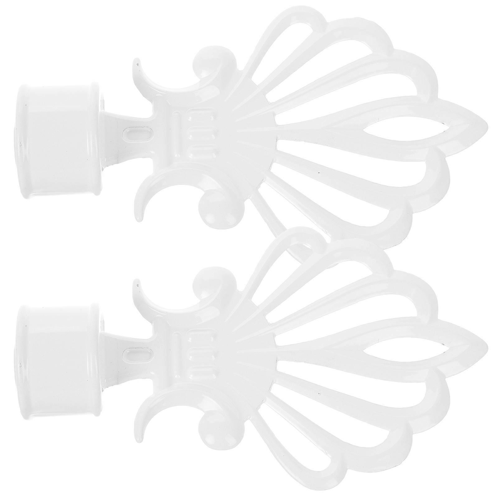 Iron Curtain Rod End Caps for Home Use White Color 2 Pcs 1.5 Inch Diameter