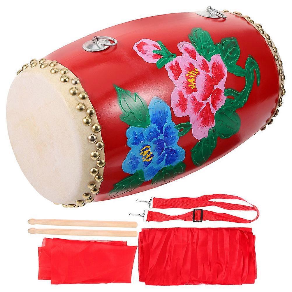Chinese Hand Drum 1 Set Round Percussion Instrument For Parties Music Lovers Enhanced Performance Option