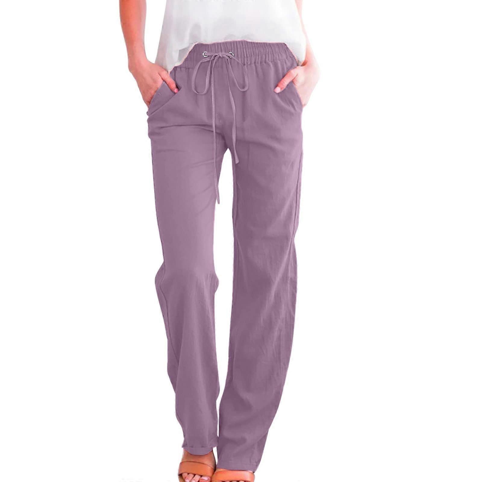 Women's Trousers with Waist Wide Leg Casual Elastic Drawstring Comfortable