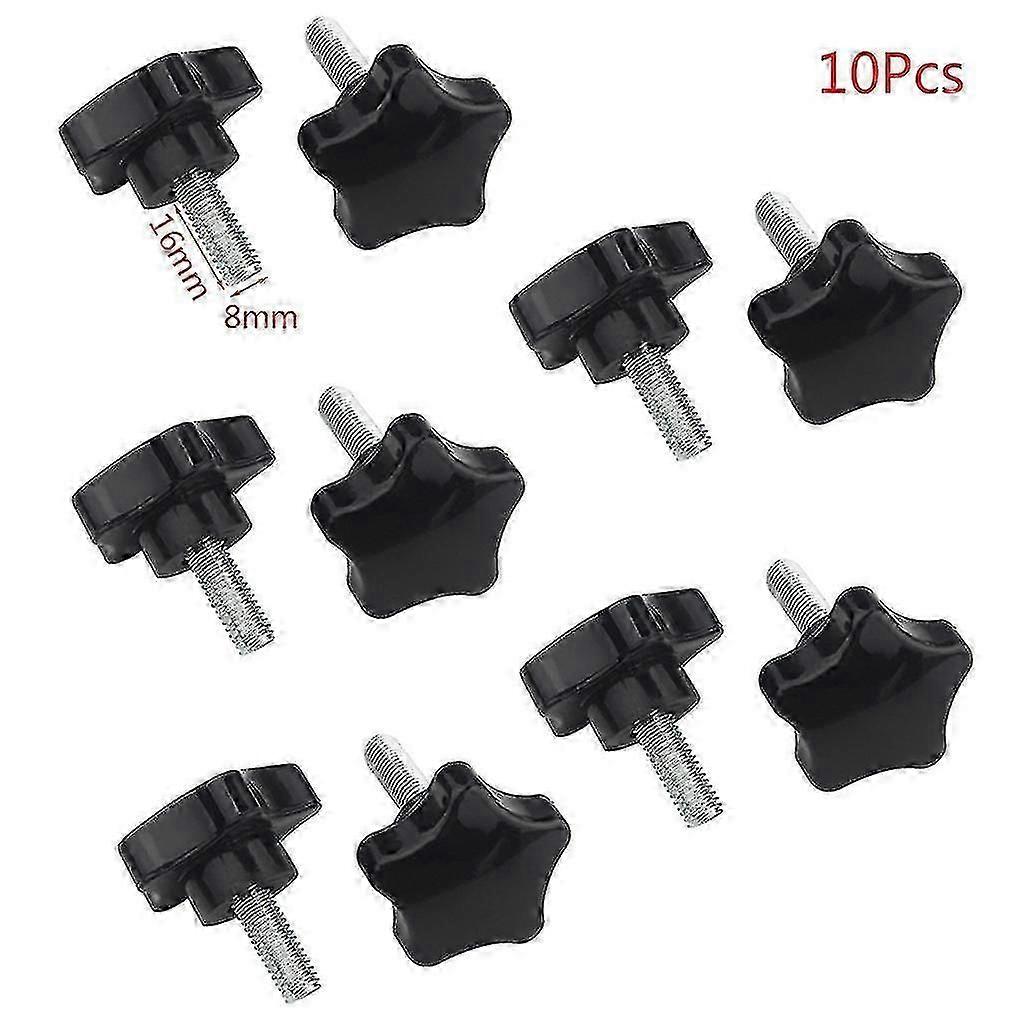 10-Piece M6/M8 Hand Screw Bolt Knobs, Five-Star Head Clamping Screws