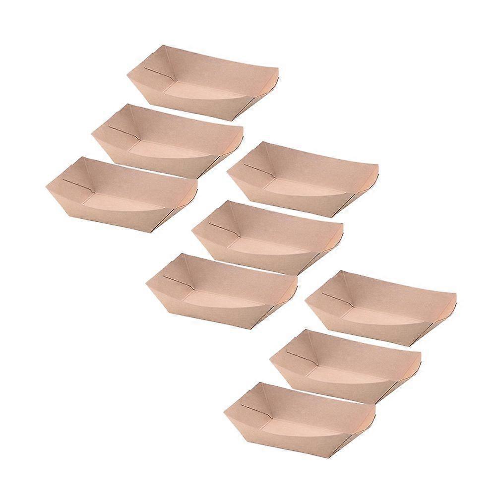 100PCS Ship Shape Take Out Containers Easy Fold Box Kraft Paper Box Lunch Salad Carton for Party (Kraft Paper)