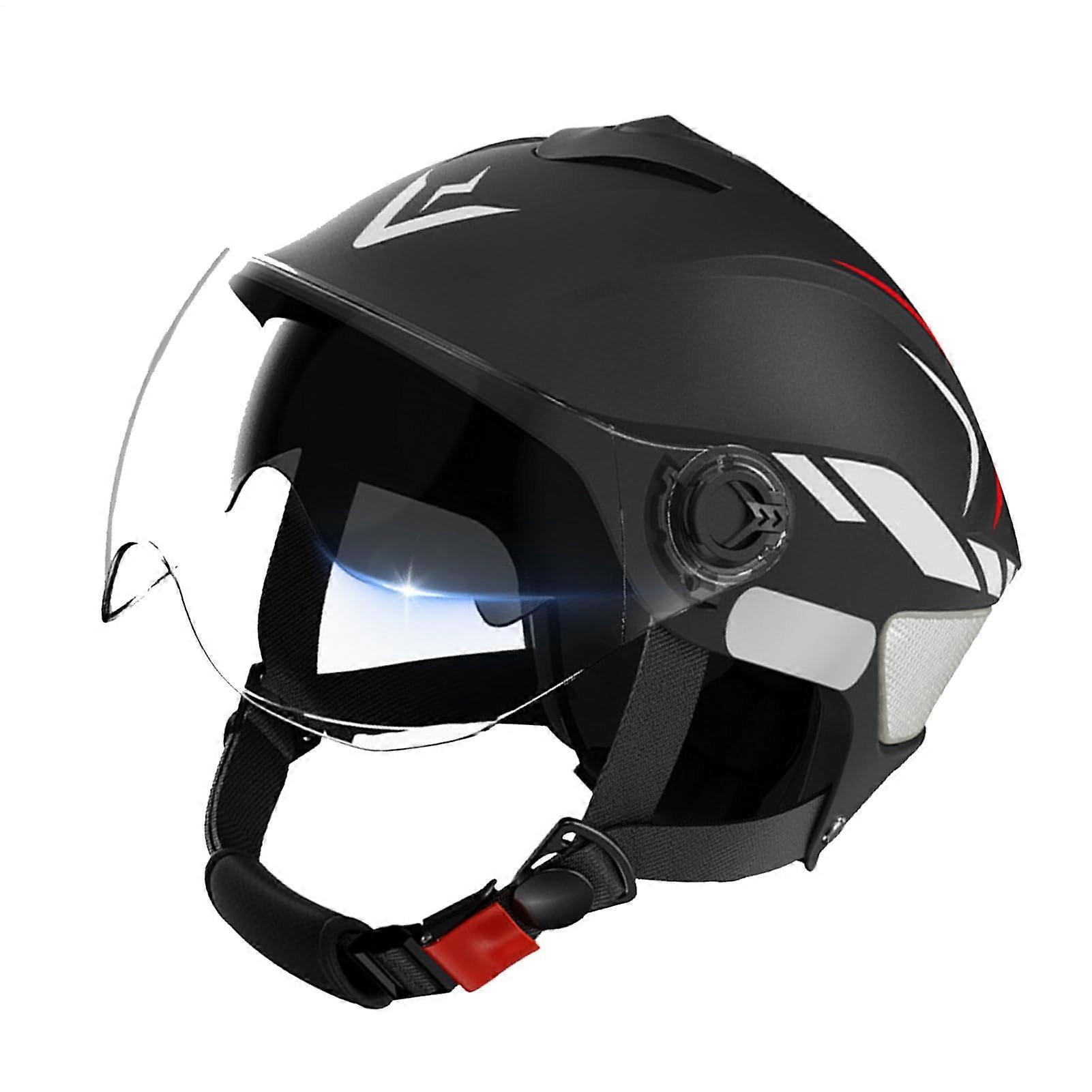 Motorcycle Helmet, Double Visor, Adjustable, UV Protection, HardShell, 21.2524.01inches Schwarz