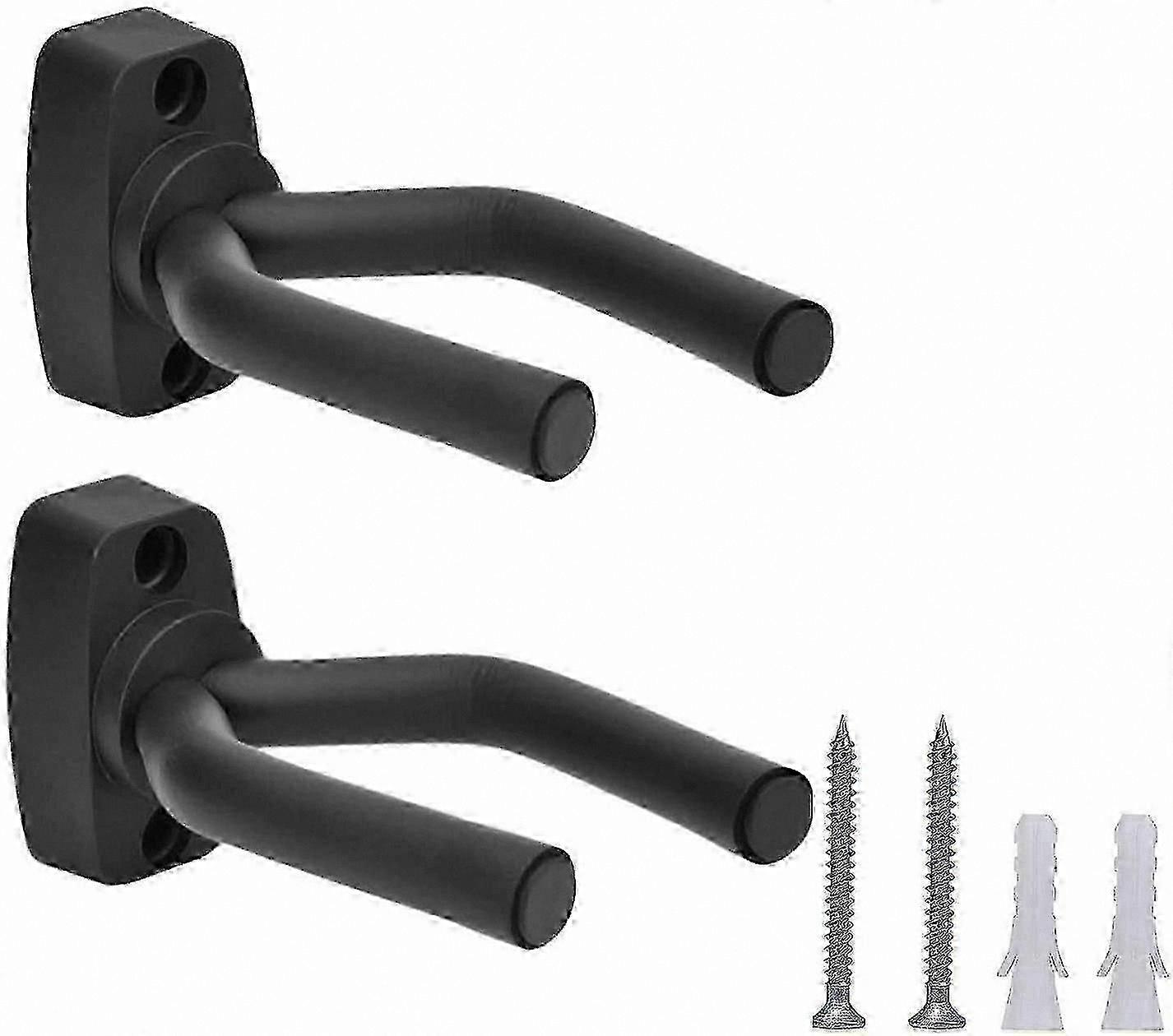 2-Pack Guitar Wall Mount Hanger with Hooks for Musical Instruments Storage Solution