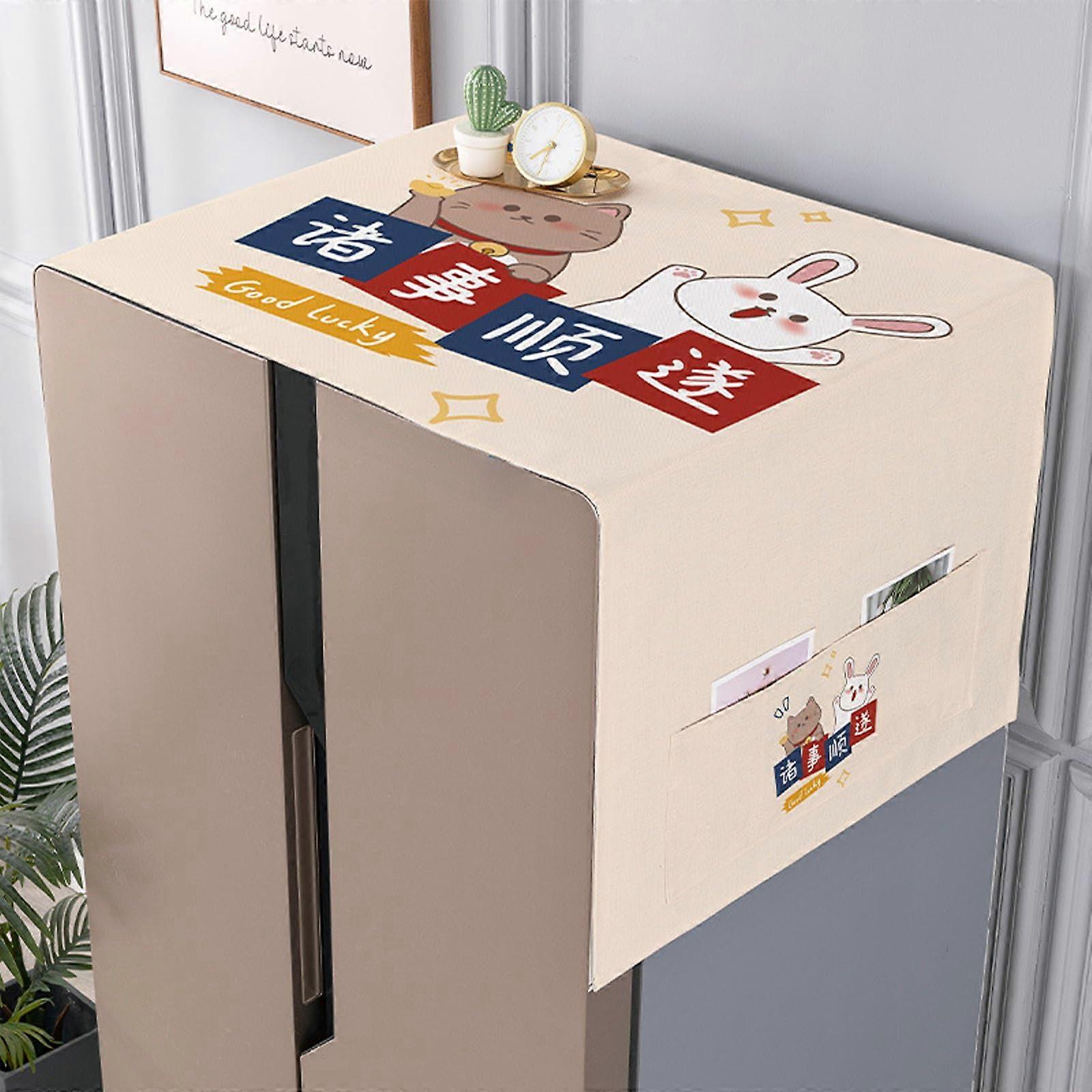 Refrigerator Dust Cover, Beige 35x100cm, Dust Protection for Washing Machines, Appliance Storage Bag for Refrigerators and Washers