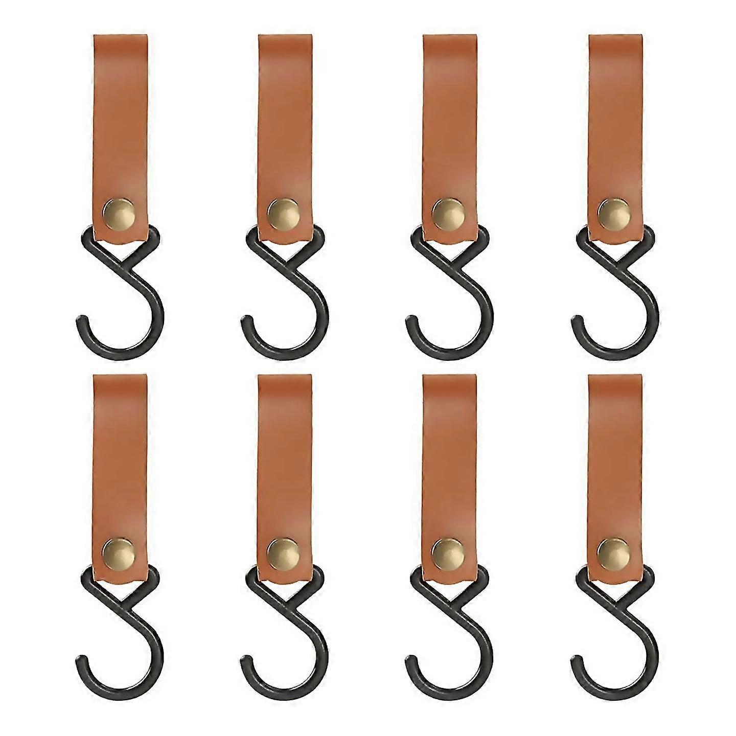 For 8pcs leather shooks leather hookcoat hook for hanging Brown