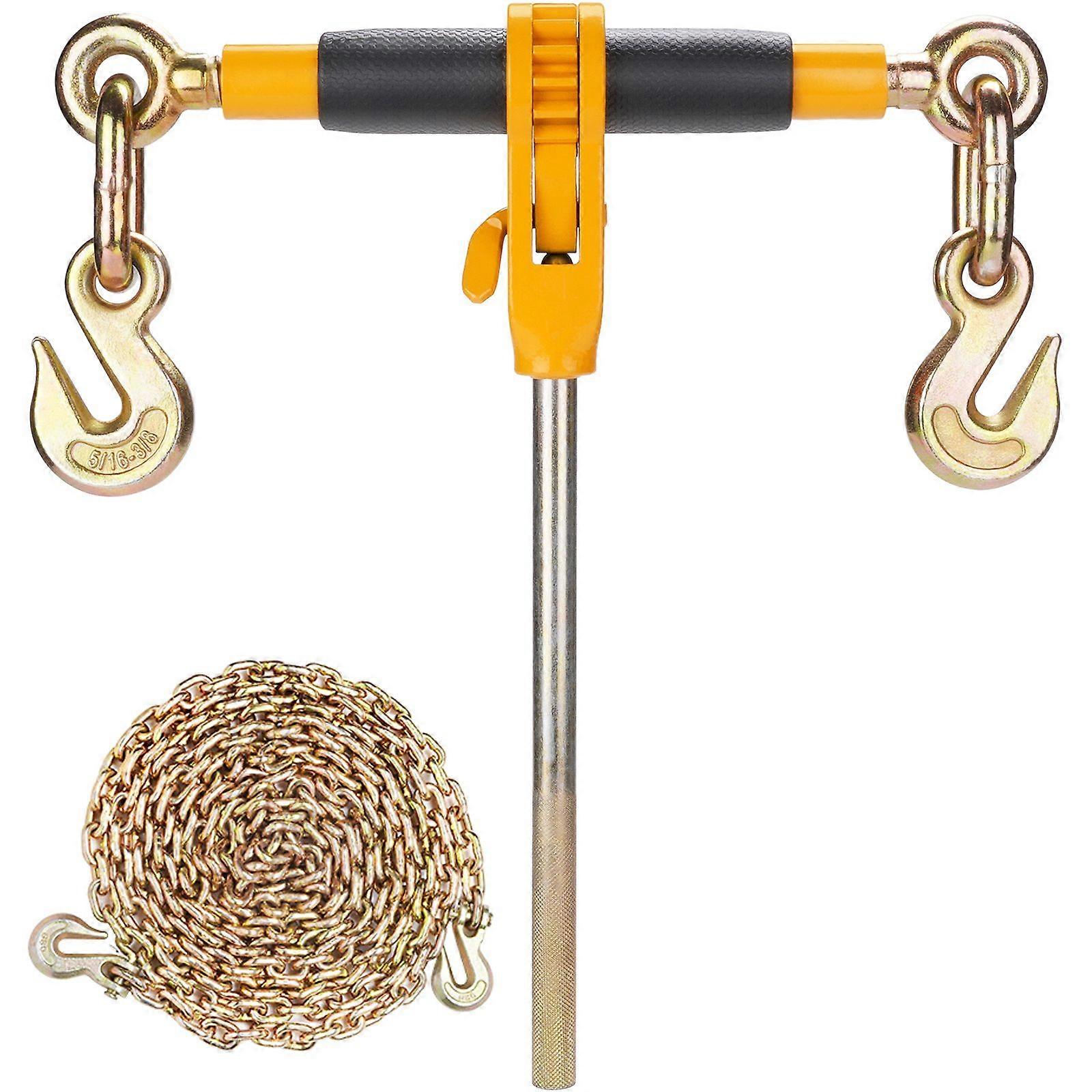 Ratchet Chain Binder, 5/16"-3/8" Heavy Duty Load Binders, with G80 Chains 7100 lbs Secure Load Limit,for Flatbed Truck Trailer, 4 P