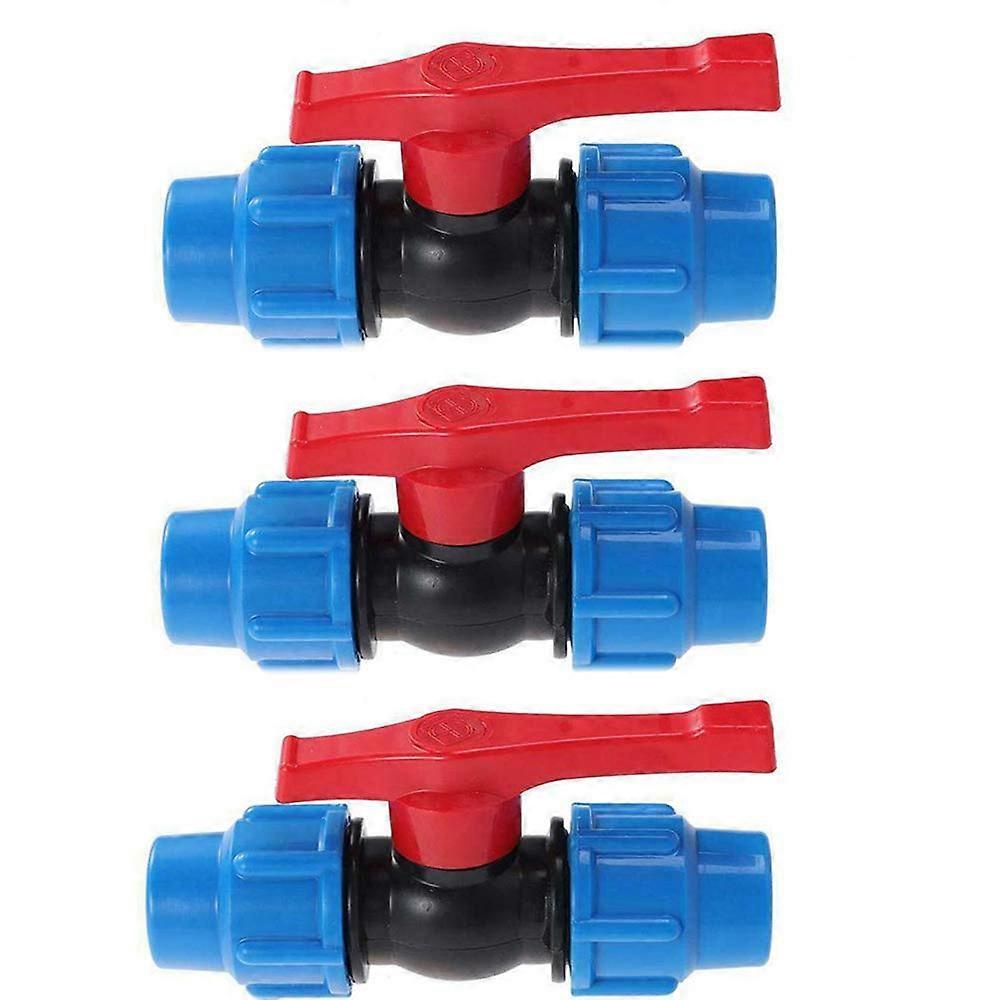 Stop Tap Valve Connector For HDPE Water Pipe, Compression Fit, 20mm 25mm 32mm, Pack Of 3