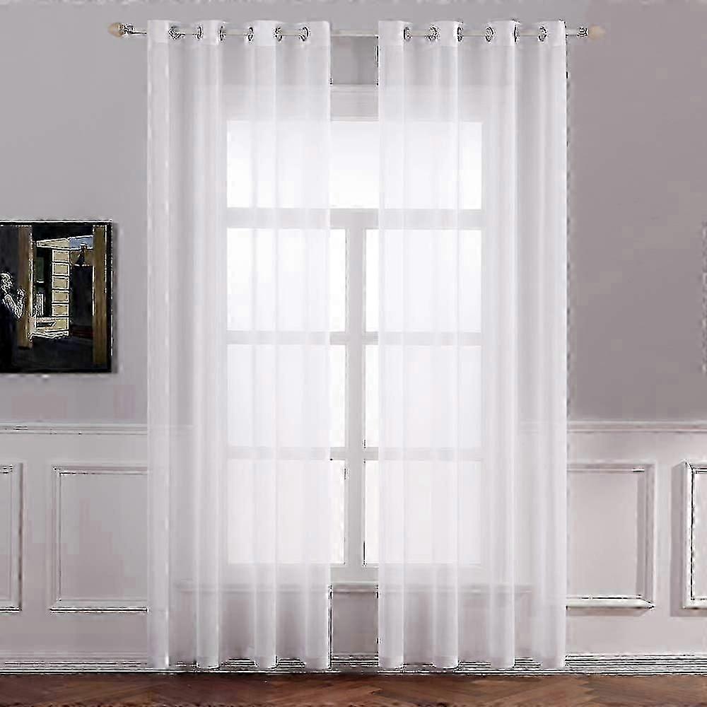Set di 2 tende voile trasparenti con occhielli, aspetto trasparente, tende in poliestere Voile, tenda occhiello, trasparente
